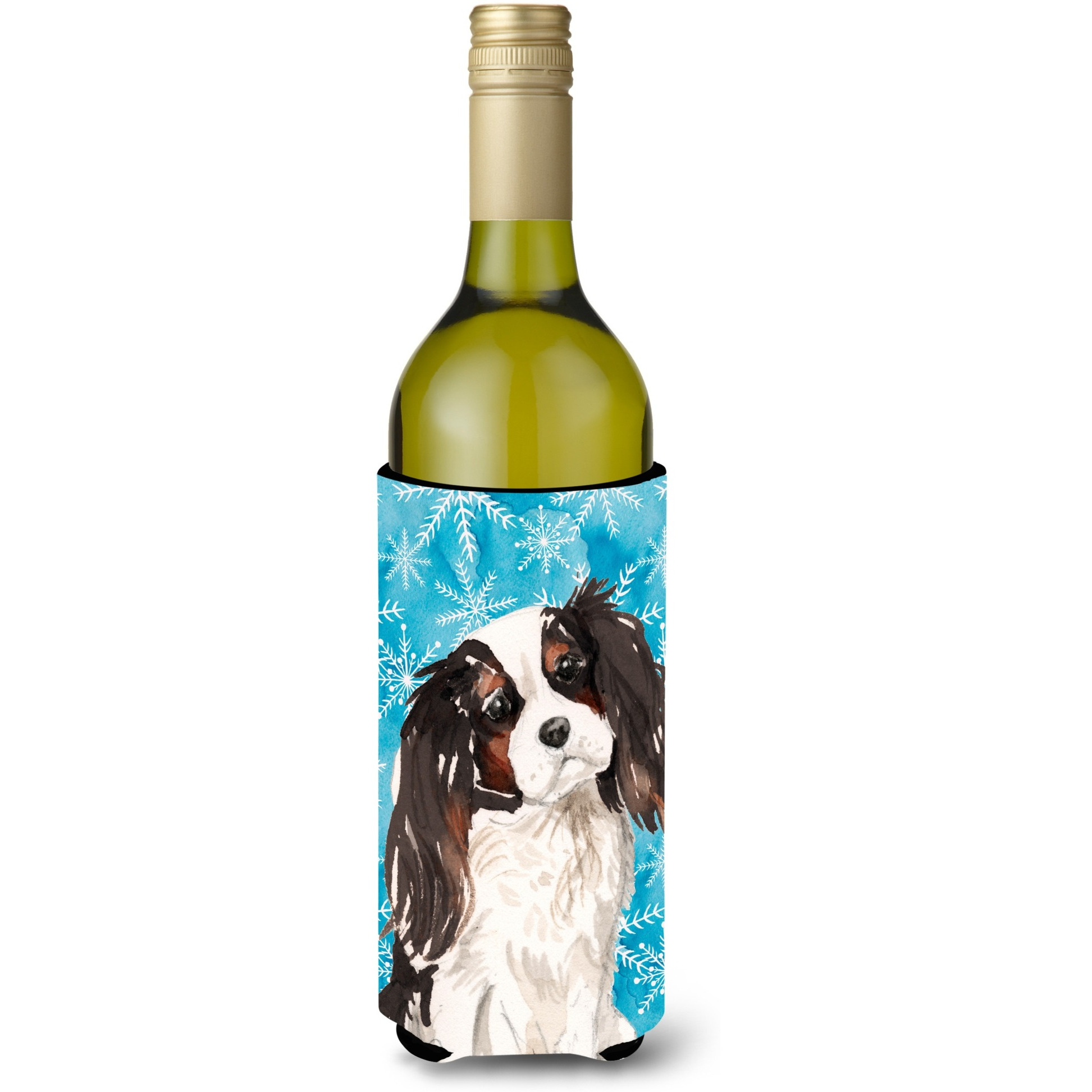 &quotCaroline's Treasures Tricolor Cavalier Spaniel Winter Decorative Bottle Hugger, 750ml, Multicolor"