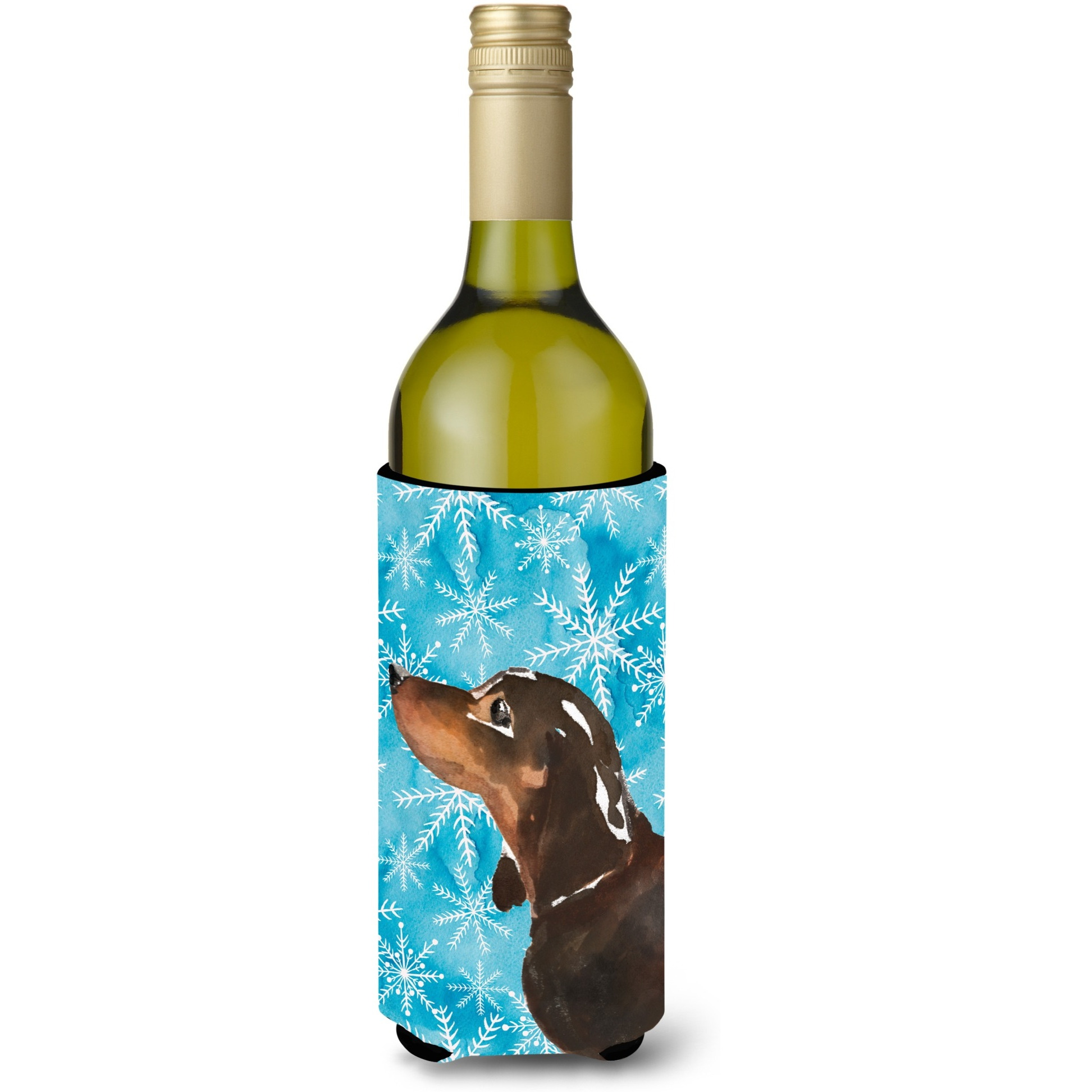 &quotCaroline's Treasures Black and Tan Dachshund Winter Decorative Bottle Hugger, 750ml, Multicolor"
