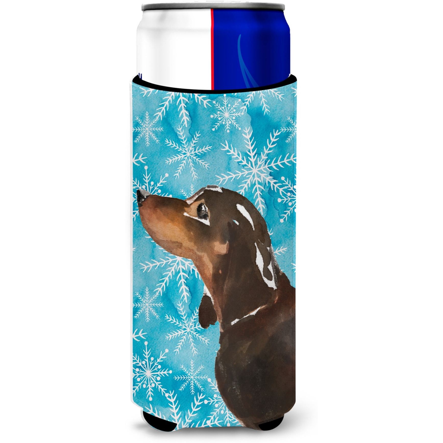 &quotCaroline's Treasures Black and Tan Dachshund Winter Decorative Can Hugger, Slim, Multicolor"