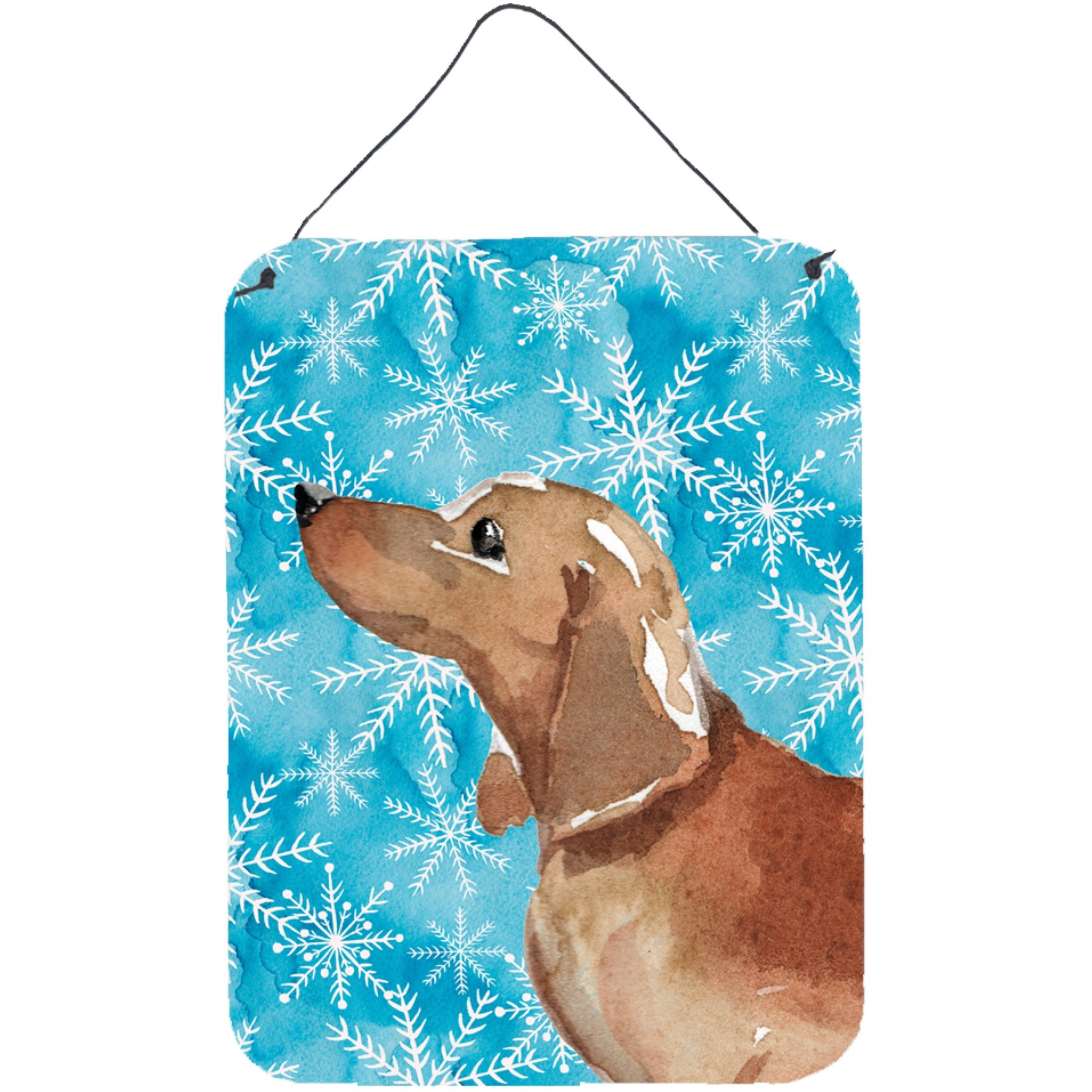 &quotCaroline's Treasures Red Tan Dachshund Winter Metal Print, 16"" x 12"", Multicolor"