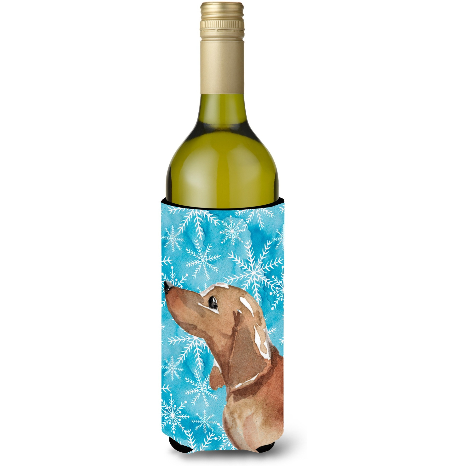 &quotCaroline's Treasures Red Tan Dachshund Winter Decorative Bottle Hugger, 750ml, Multicolor"