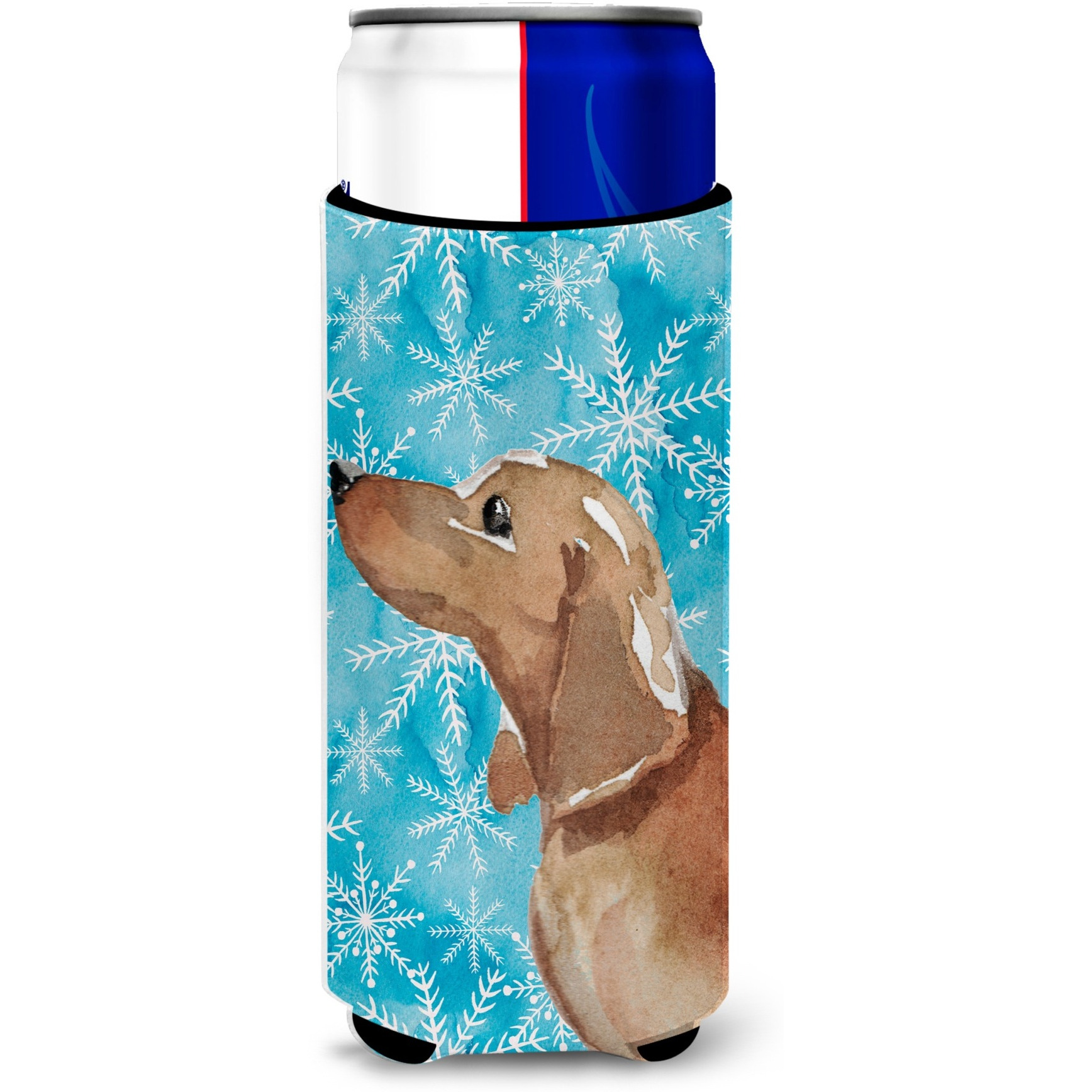 &quotCaroline's Treasures Red Tan Dachshund Winter Decorative Can Hugger, Slim, Multicolor"