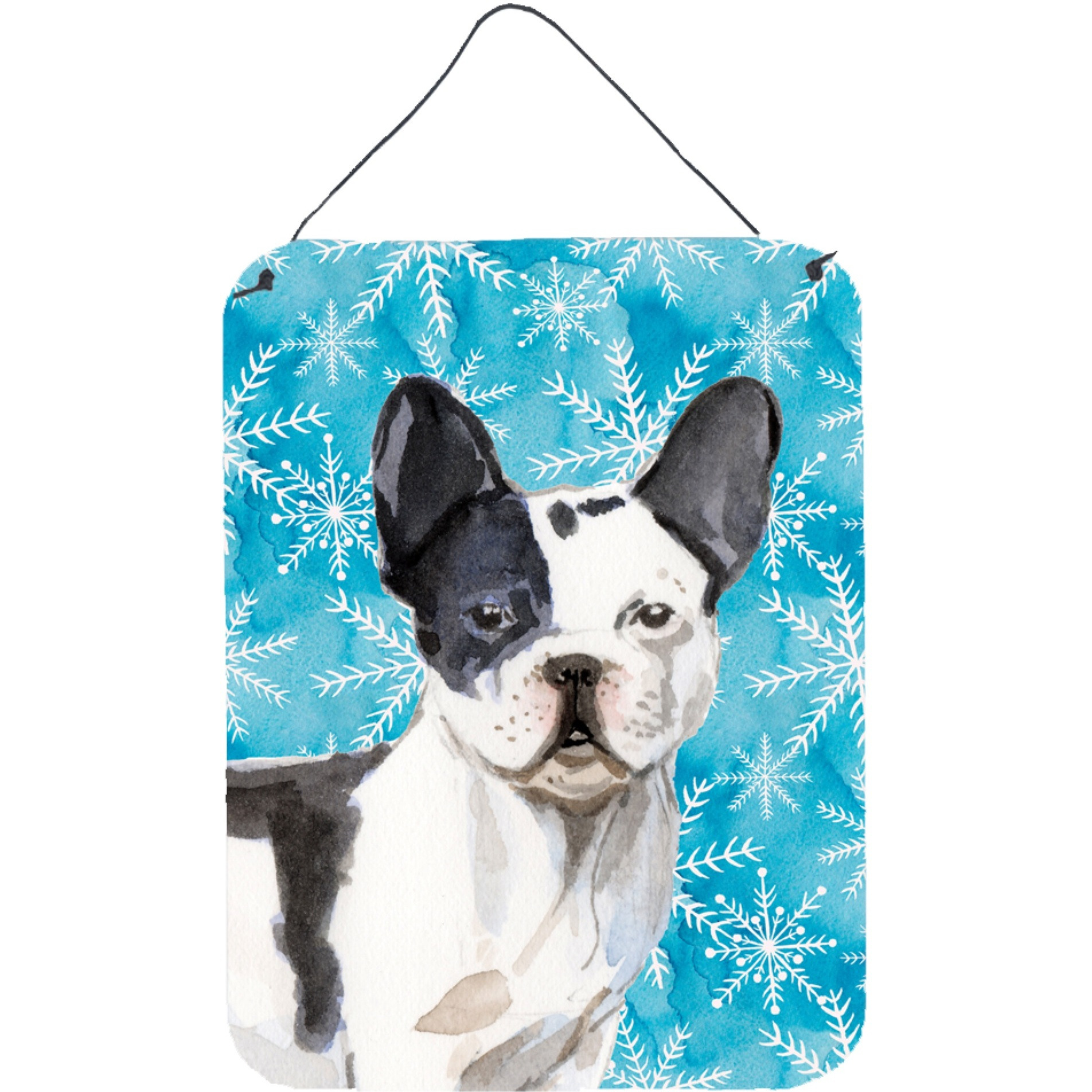 &quotCaroline's Treasures Black White French Bulldog Winter Metal Print, 16"" x 12"", Multicolor"