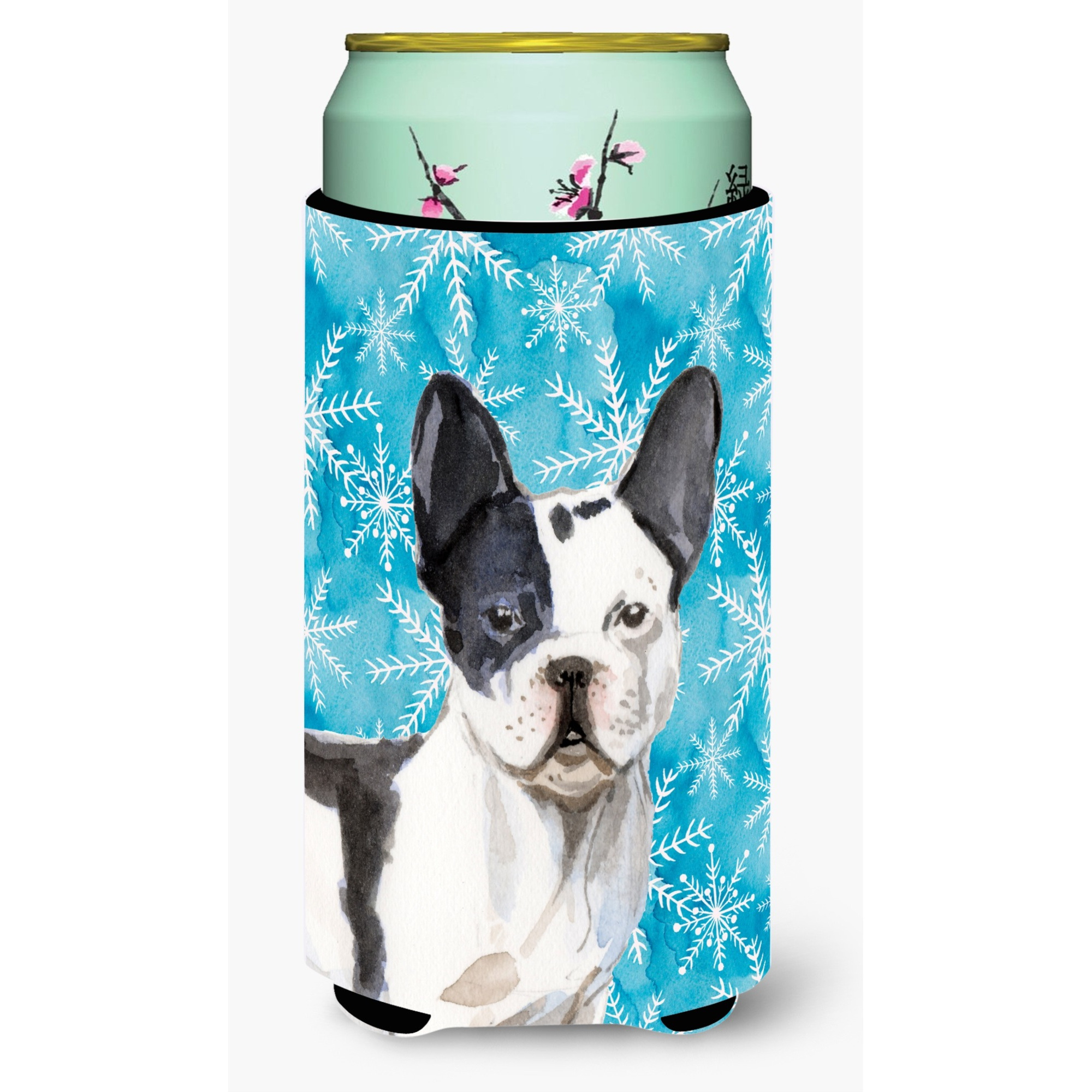 &quotCaroline's Treasures Black White French Bulldog Winter Decorative Can Hugger, Tall, Multicolor"
