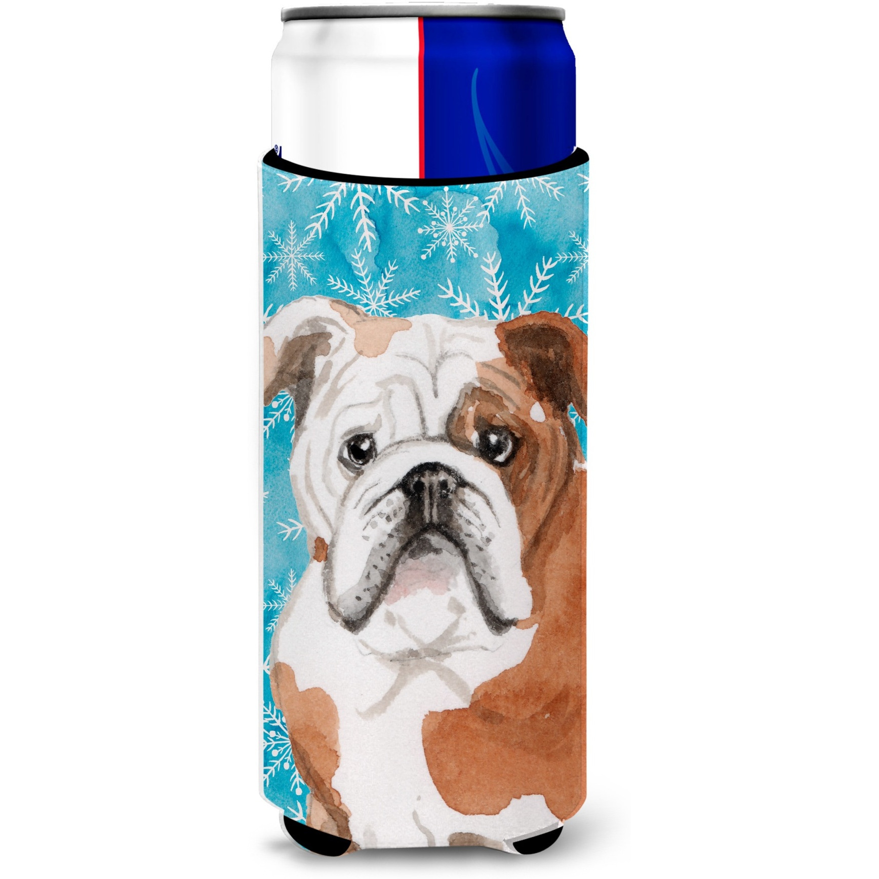 &quotCaroline's Treasures English Bulldog Winter Decorative Can Hugger, Slim, Multicolor"