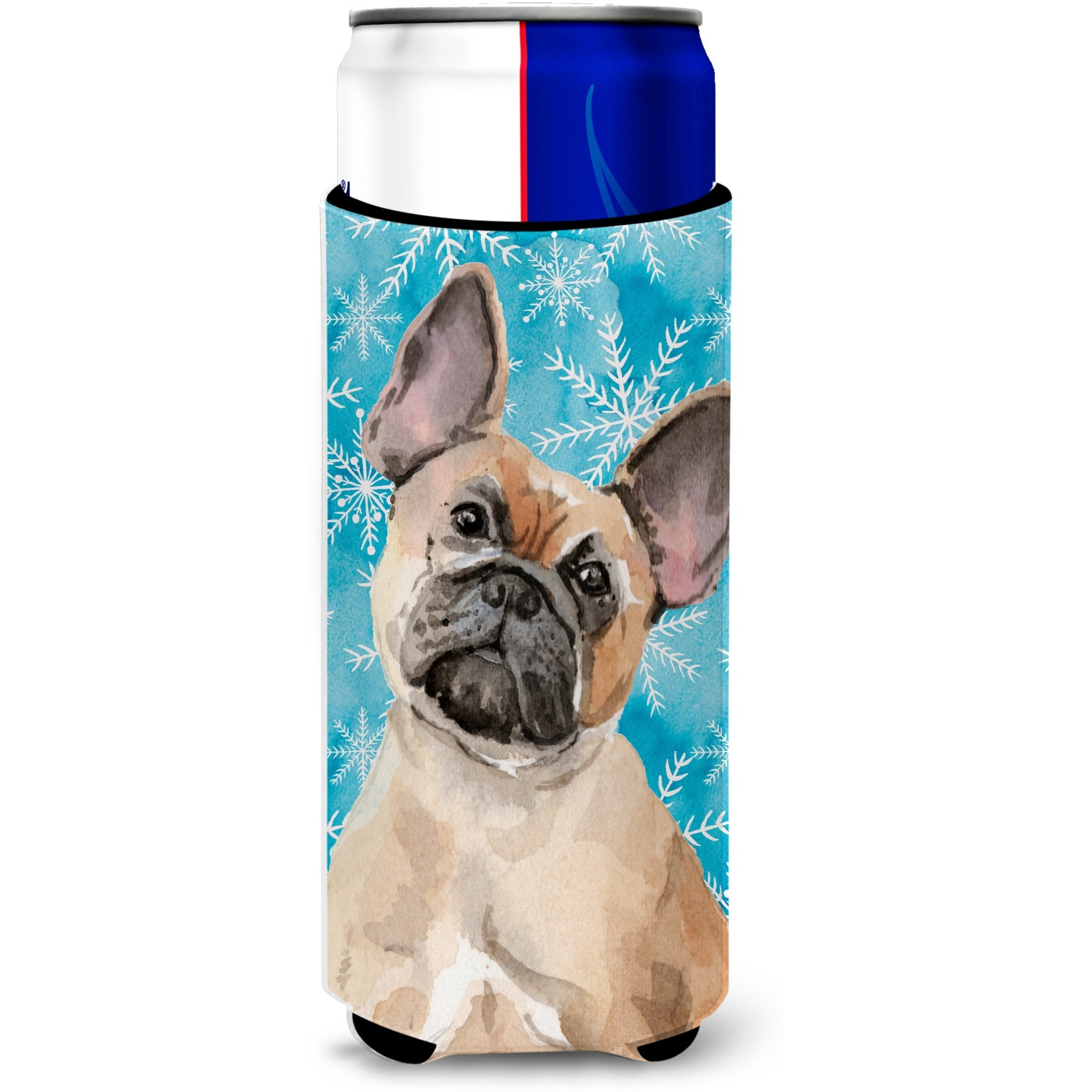 &quotCaroline's Treasures Fawn French Bulldog Winter Decorative Can Hugger, Slim, Multicolor"
