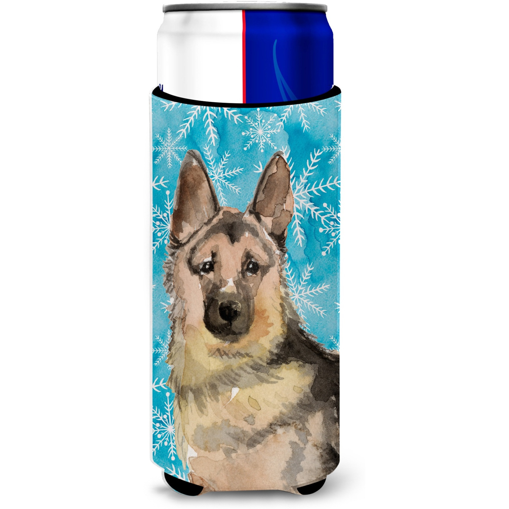 &quotCaroline's Treasures German Shepherd Winter Decorative Can Hugger, Slim, Multicolor"