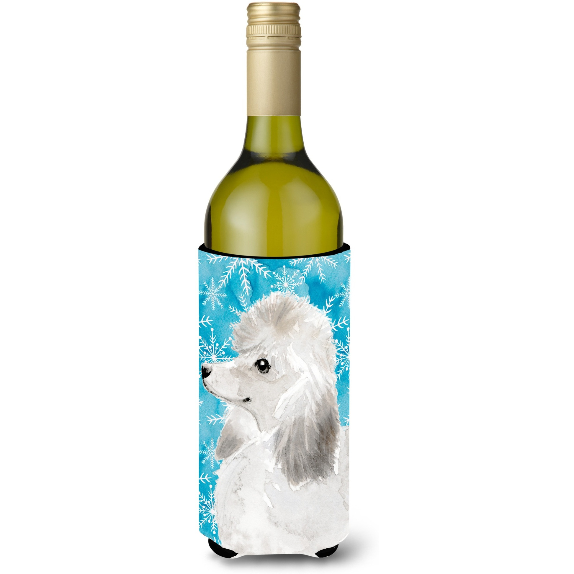 &quotCaroline's Treasures White Standard Poodle Winter Decorative Bottle Hugger, 750ml, Multicolor"
