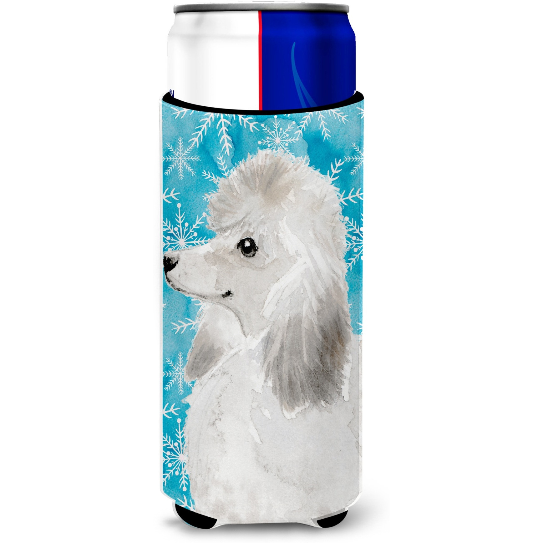 &quotCaroline's Treasures White Standard Poodle Winter Decorative Can Hugger, Slim, Multicolor"