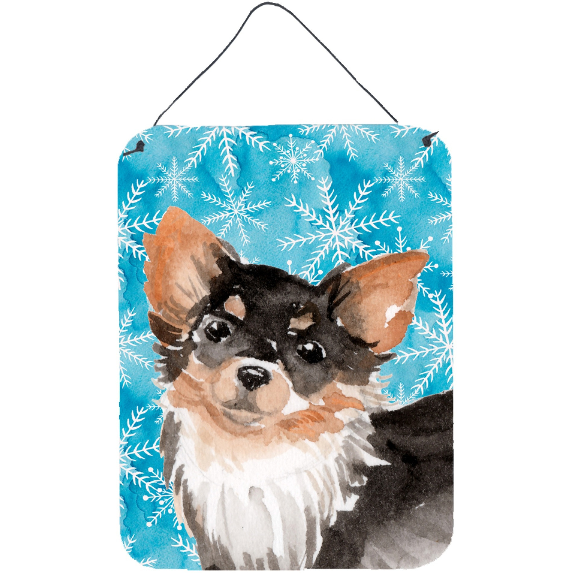 &quotCaroline's Treasures Long Haired Chihuahua Winter Metal Print, 16"" x 12"", Multicolor"
