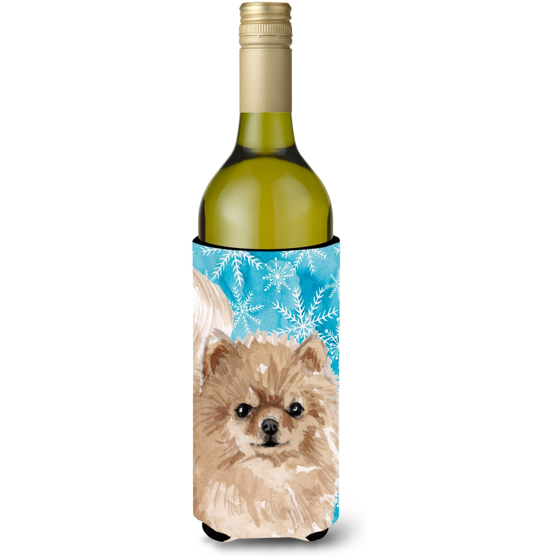 &quotCaroline's Treasures Pomeranian Winter Decorative Bottle Hugger, 750ml, Multicolor"