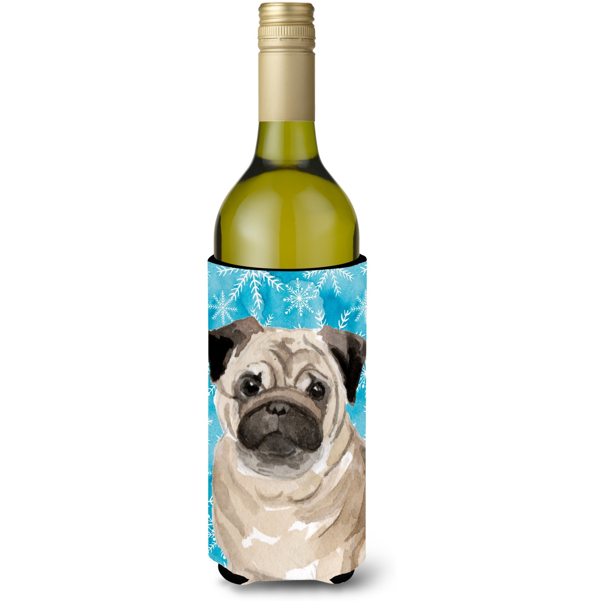&quotCaroline's Treasures Fawn Pug Winter Decorative Bottle Hugger, 750ml, Multicolor"