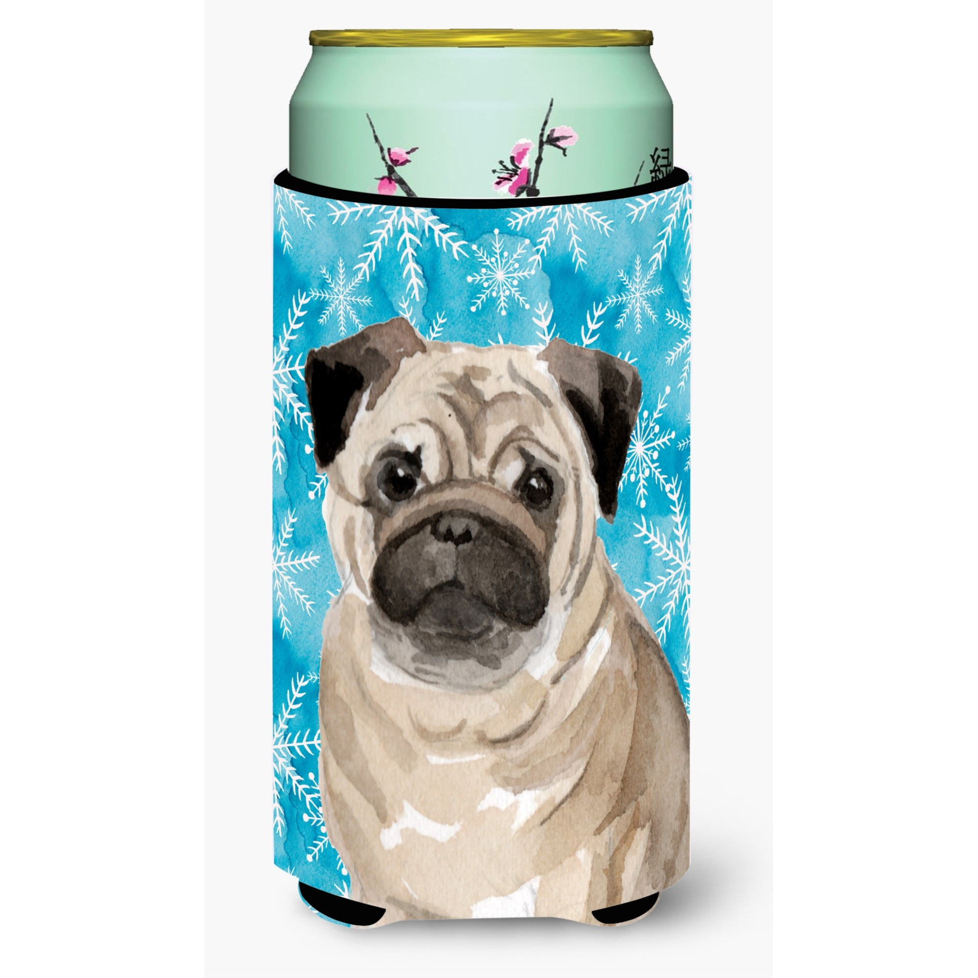 &quotCaroline's Treasures Fawn Pug Winter Decorative Can Hugger, Tall, Multicolor"