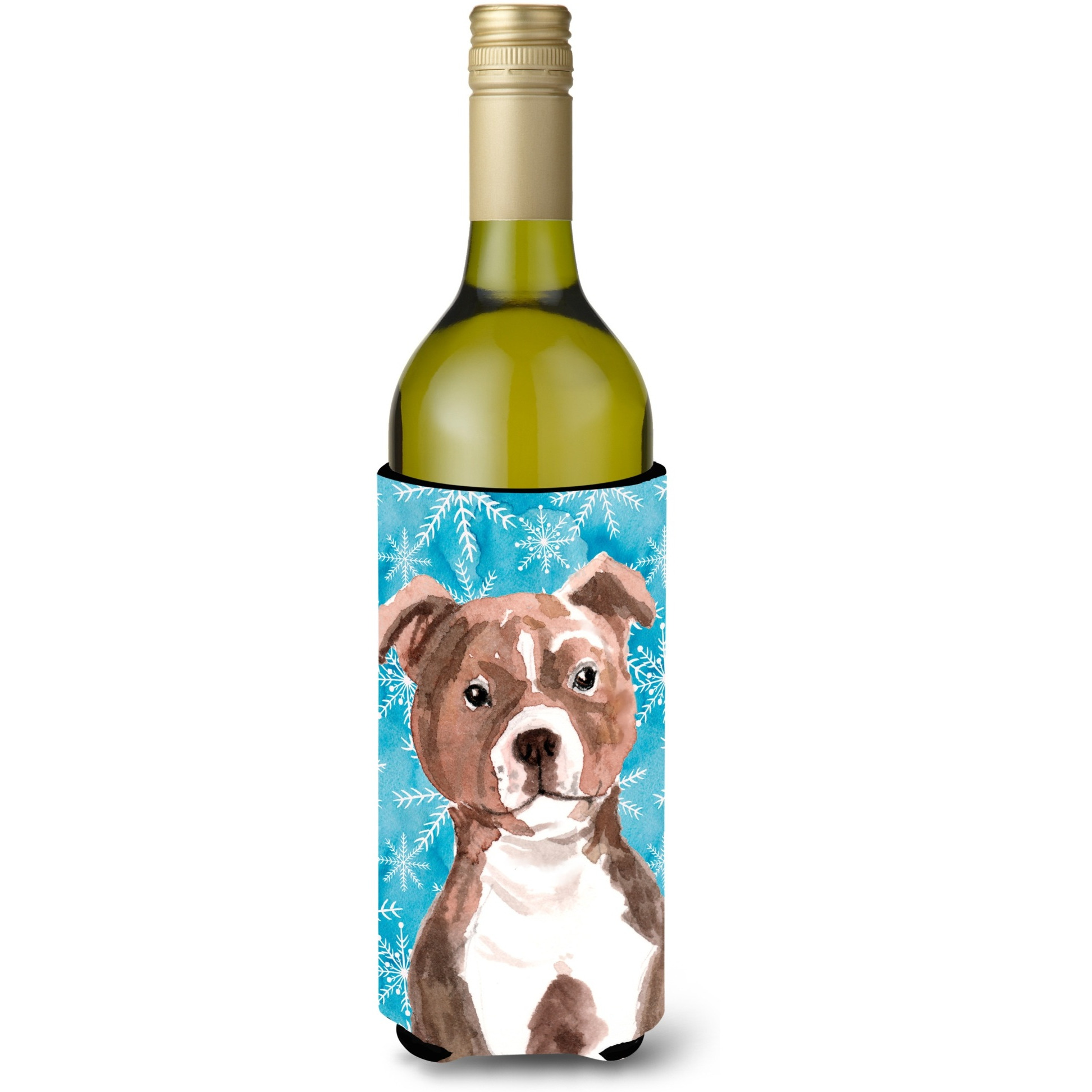 &quotCaroline's Treasures Red Staffie Bull Terrier Winter Decorative Bottle Hugger, 750ml, Multicolor"