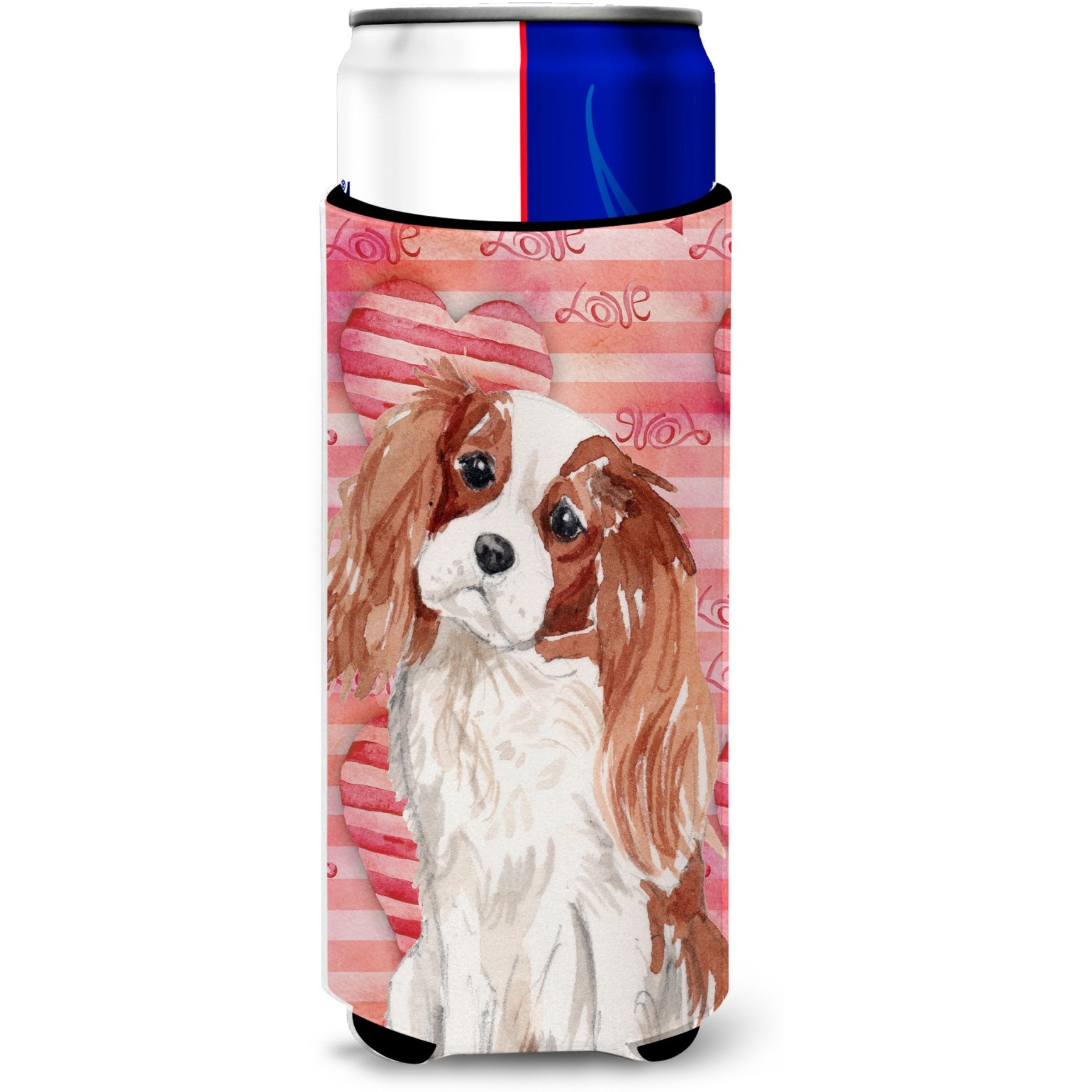 &quotCaroline's Treasures Blenheim Cavalier Spaniel Love Decorative Can Hugger, Slim, Multicolor"