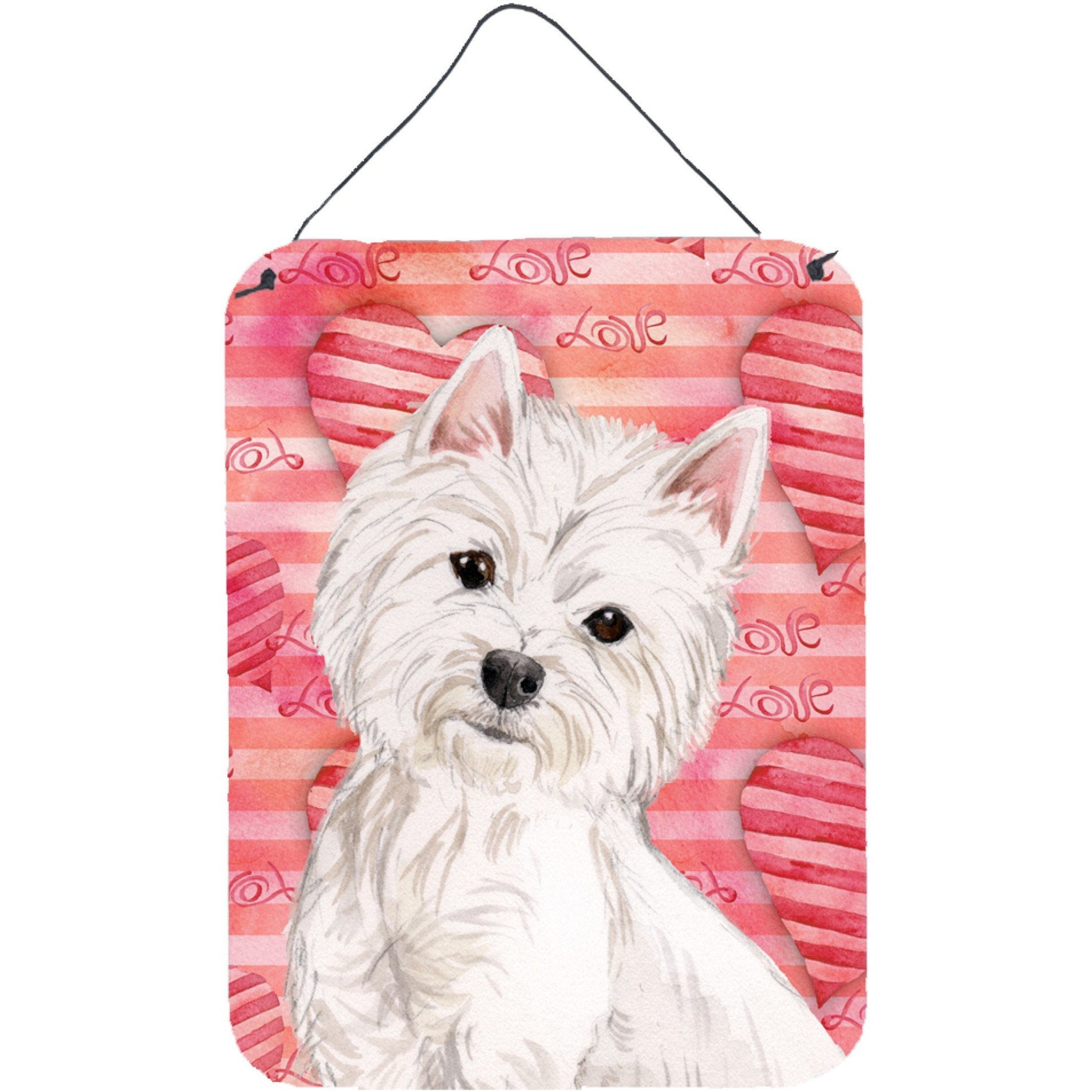 &quotCaroline's Treasures Westie Love Metal Print, 16"" x 12"", Multicolor"
