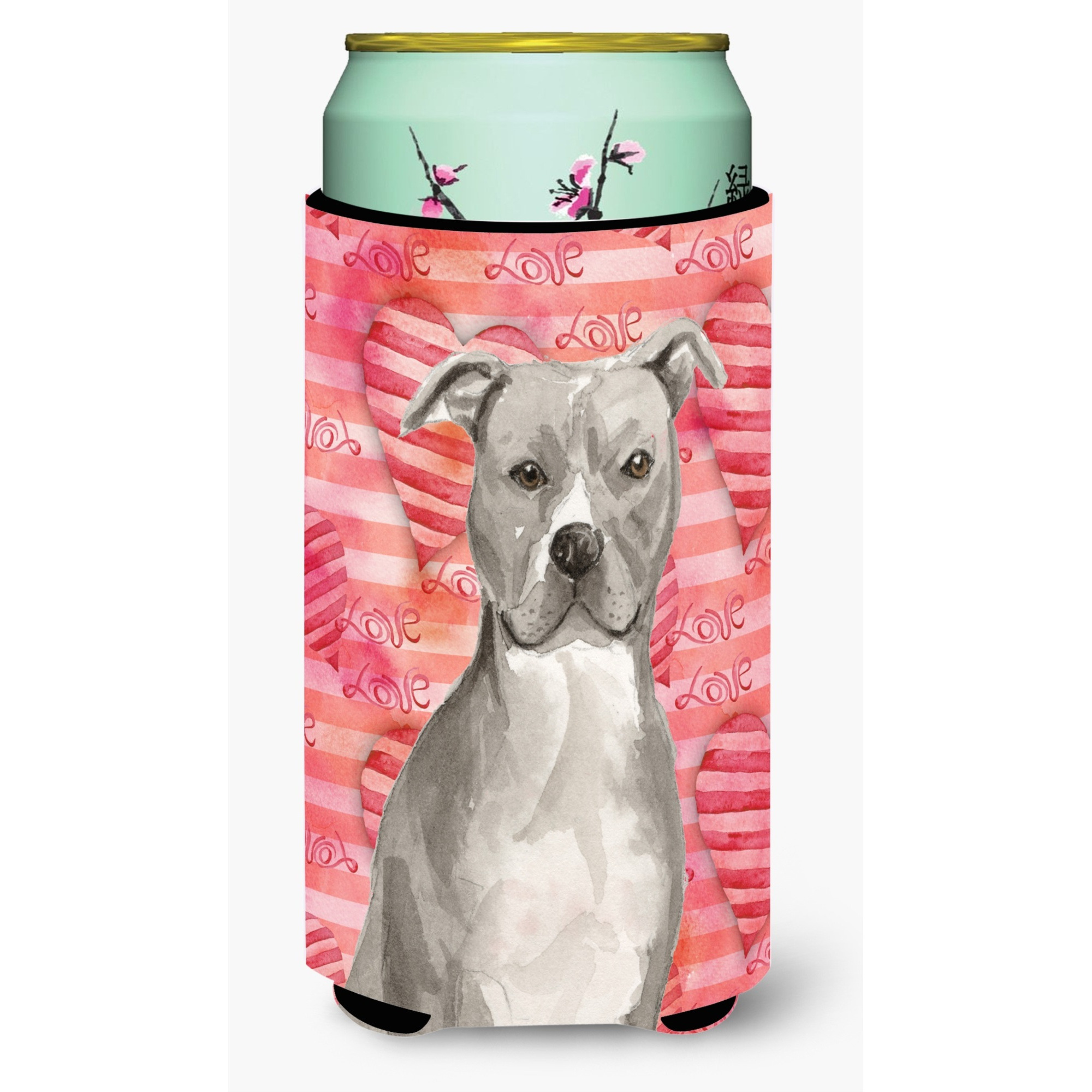 &quotCaroline's Treasures Staffordshire Bull Terrier Love Decorative Can Hugger, Tall, Multicolor"