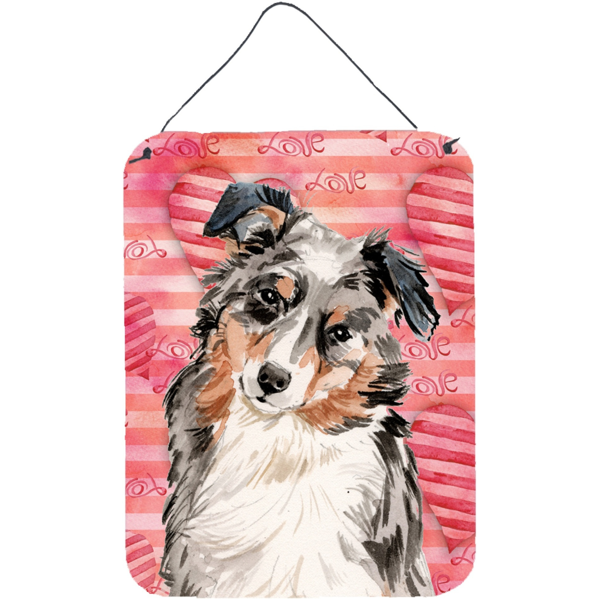 &quotCaroline's Treasures Australian Shepherd Love Metal Print, 16"" x 12"", Multicolor"