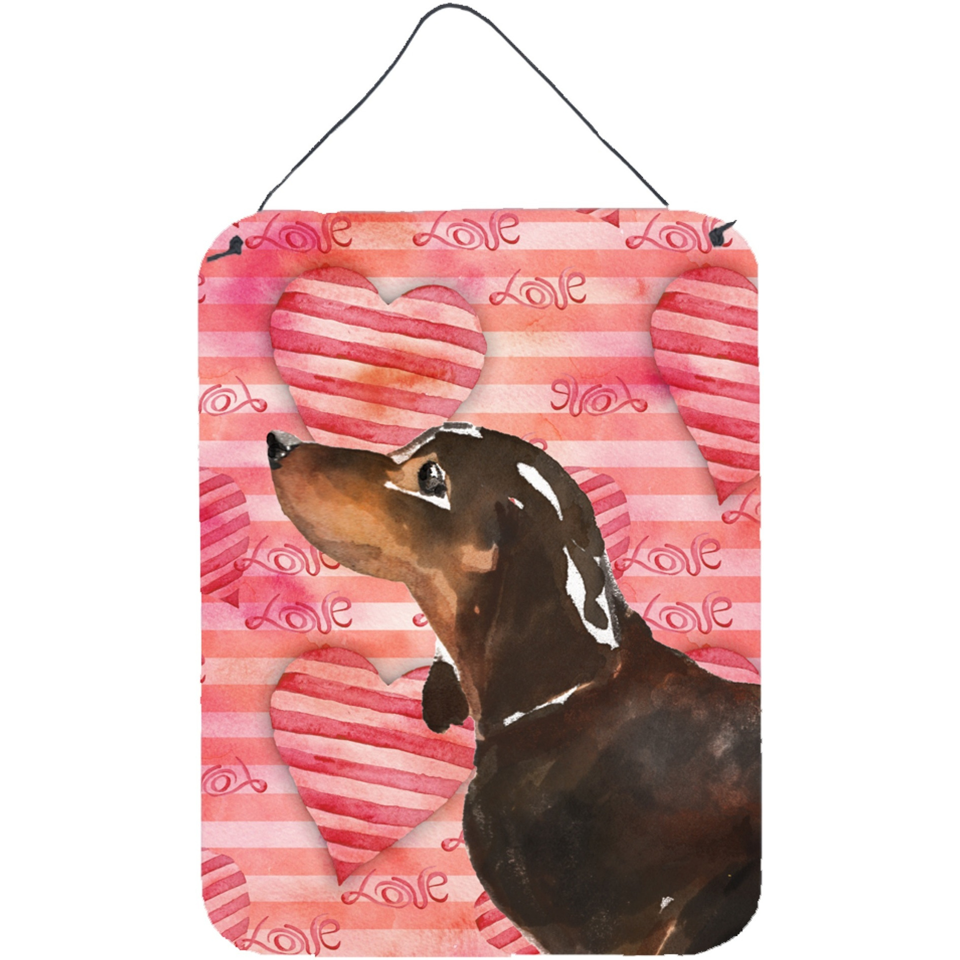 &quotCaroline's Treasures Black and Tan Dachshund Love Metal Print, 16"" x 12"", Multicolor"