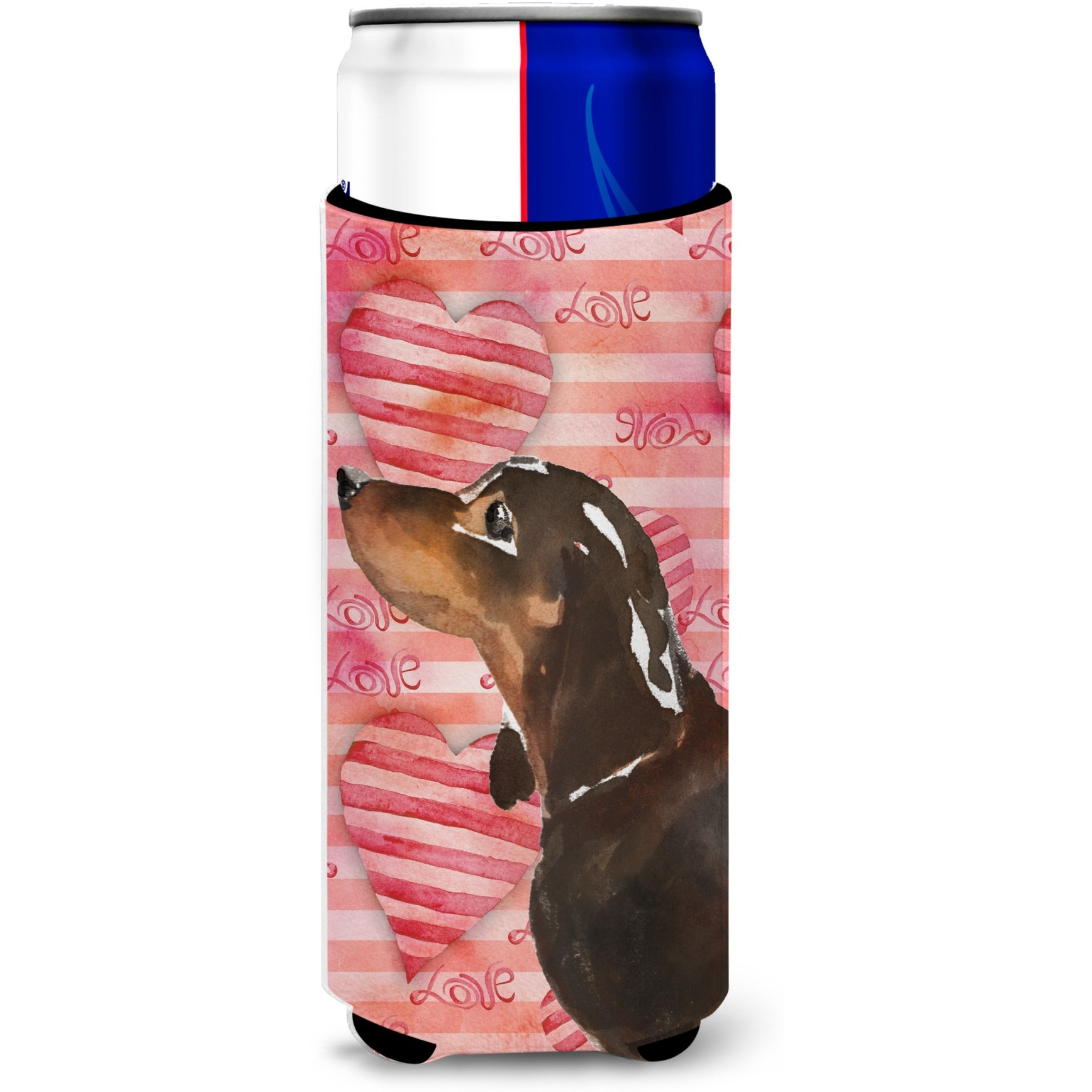 &quotCaroline's Treasures Black and Tan Dachshund Love Decorative Can Hugger, Slim, Multicolor"