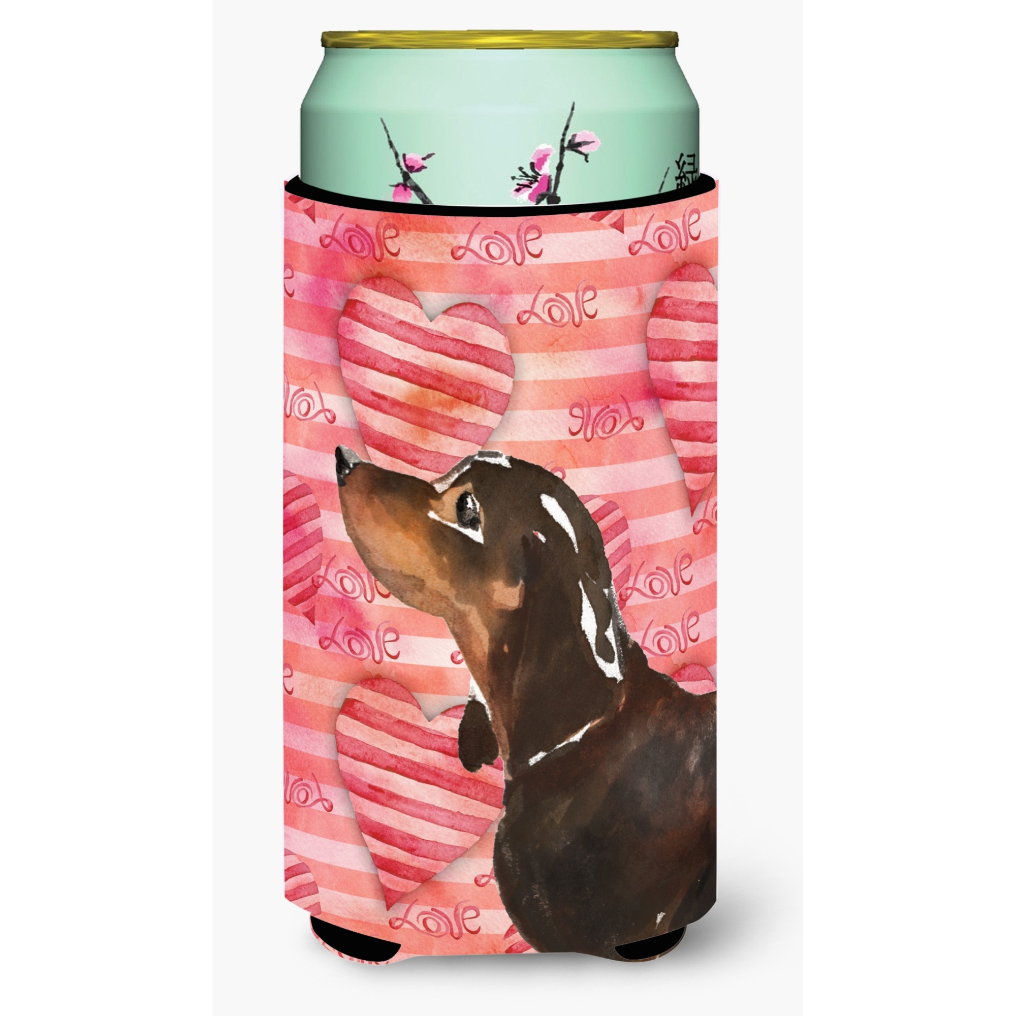 &quotCaroline's Treasures Black and Tan Dachshund Love Decorative Can Hugger, Tall, Multicolor"