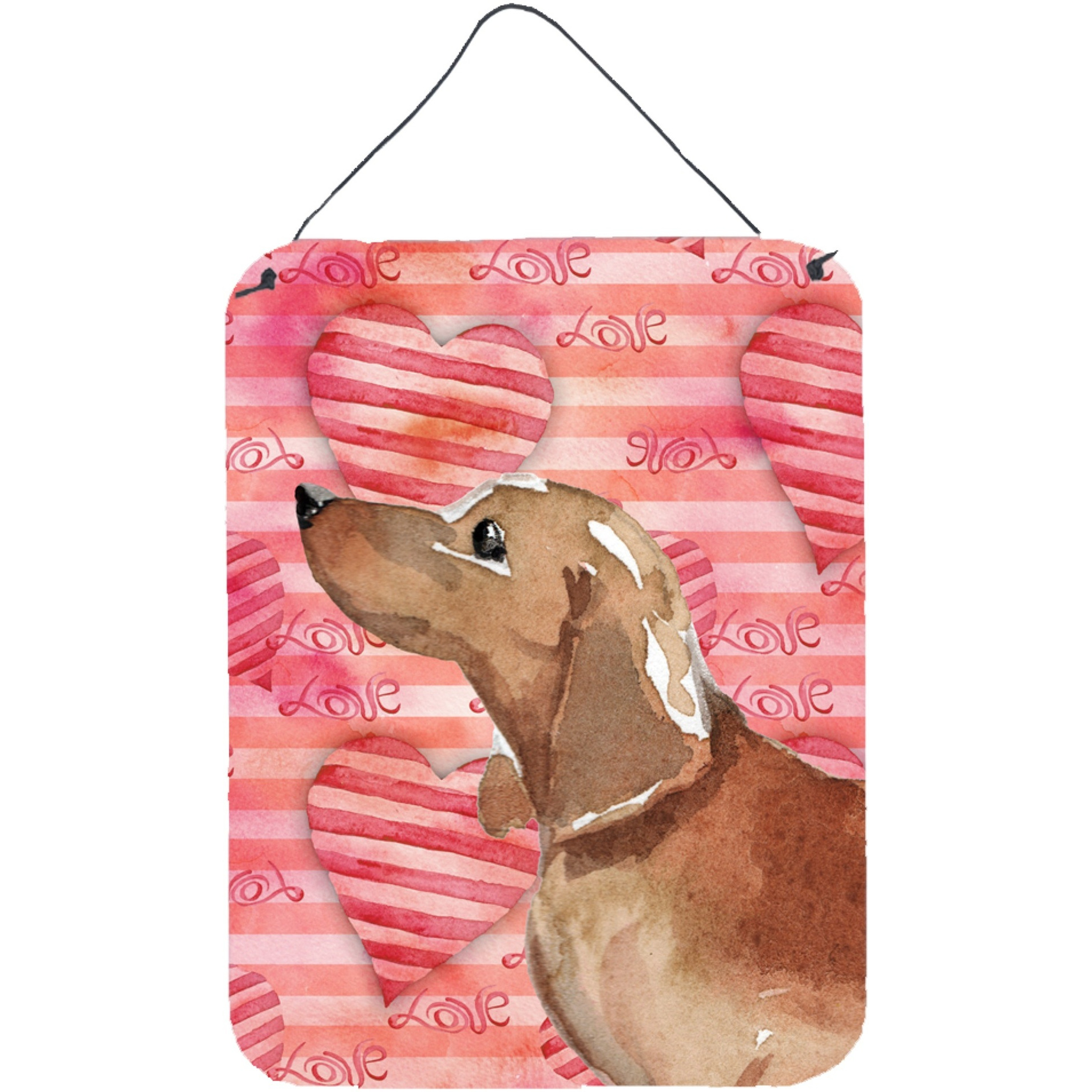 &quotCaroline's Treasures Red Tan Dachshund Love Metal Print, 16"" x 12"", Multicolor"