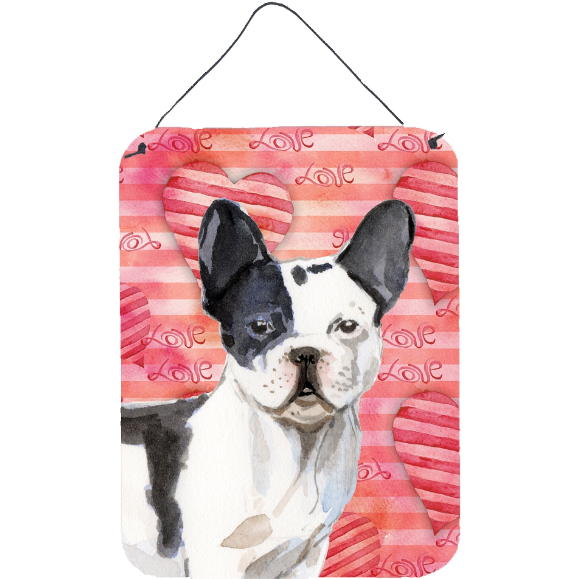 &quotCaroline's Treasures Black White French Bulldog Love Metal Print, 16"" x 12"", Multicolor"