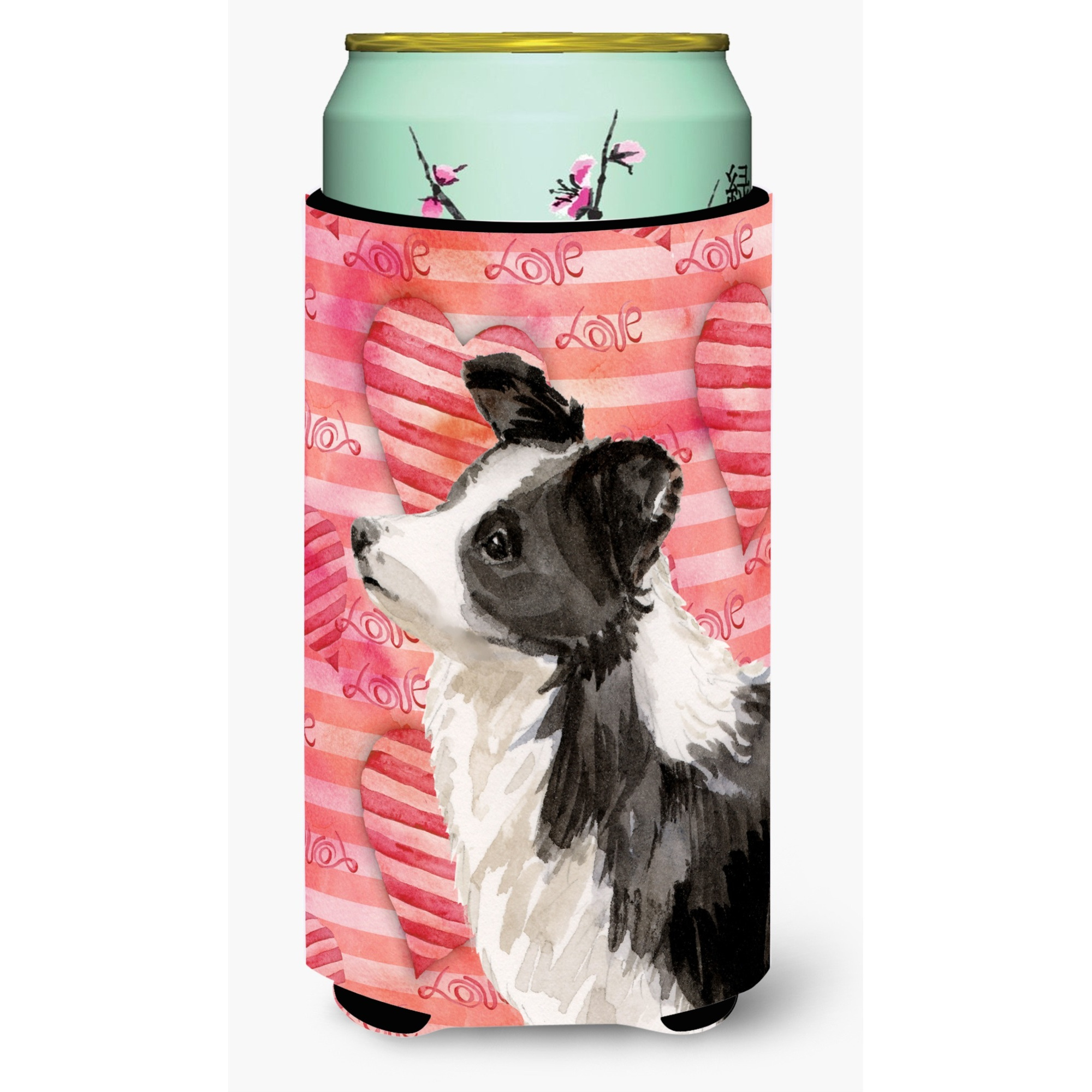 &quotCaroline's Treasures Border Collie Love Decorative Can Hugger, Tall, Multicolor"