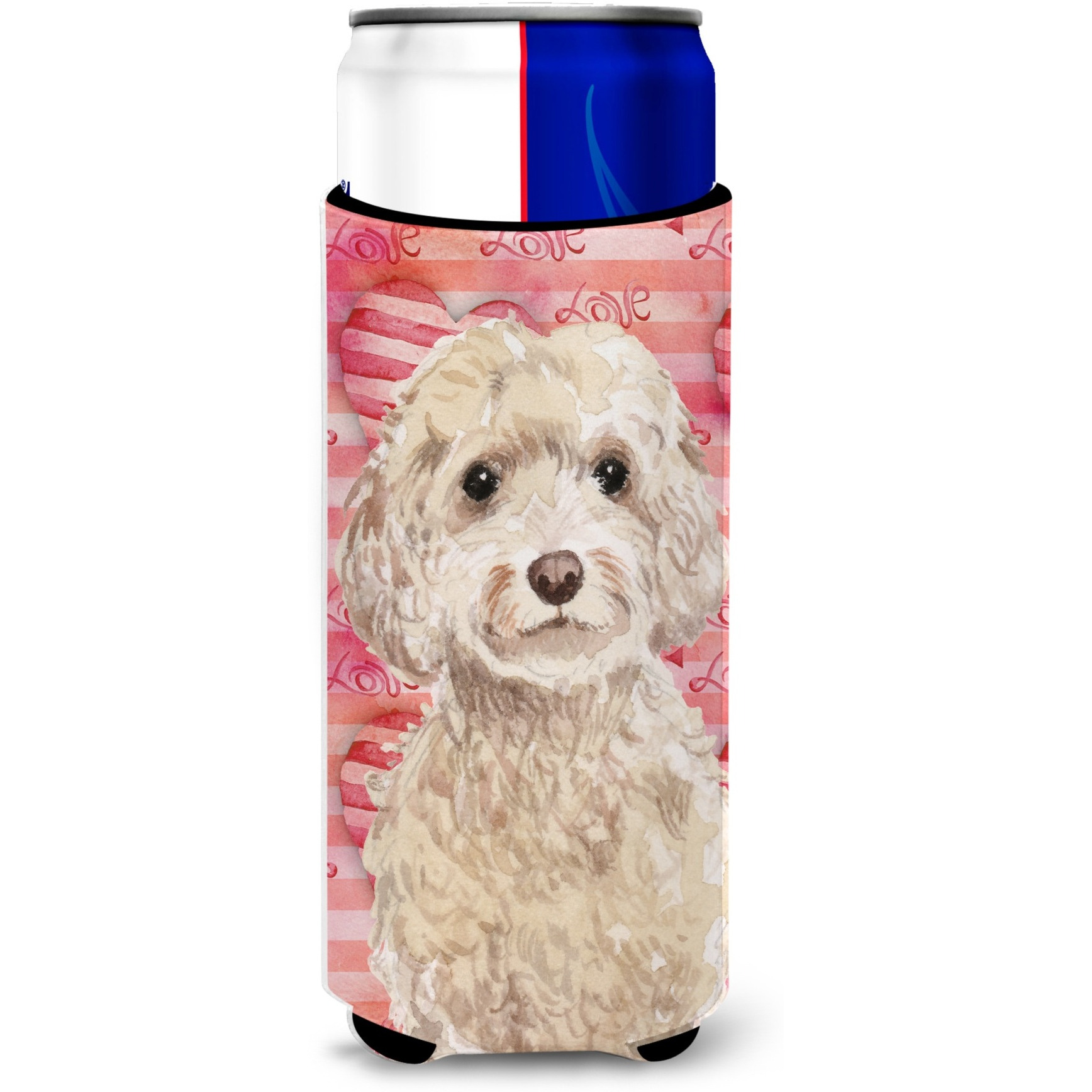 &quotCaroline's Treasures Champagne Cockapoo Love Decorative Can Hugger, Slim, Multicolor"
