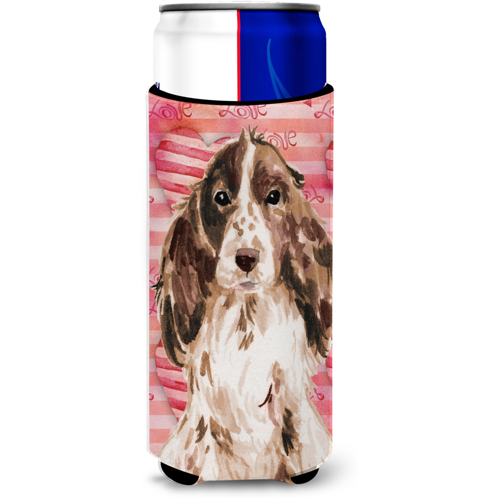 &quotCaroline's Treasures Brown Parti Love Decorative Can Hugger, Slim, Multicolor"