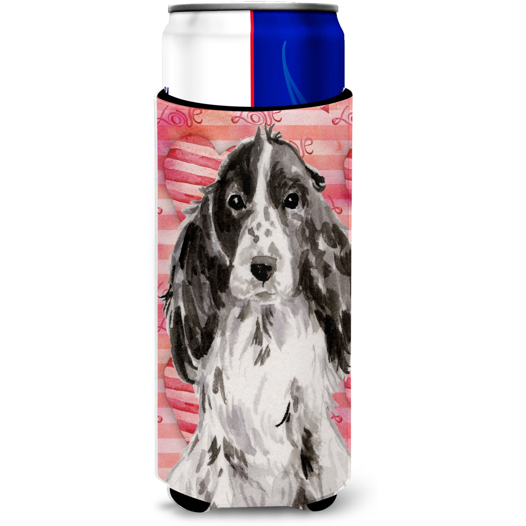 &quotCaroline's Treasures Black Parti Love Decorative Can Hugger, Slim, Multicolor"