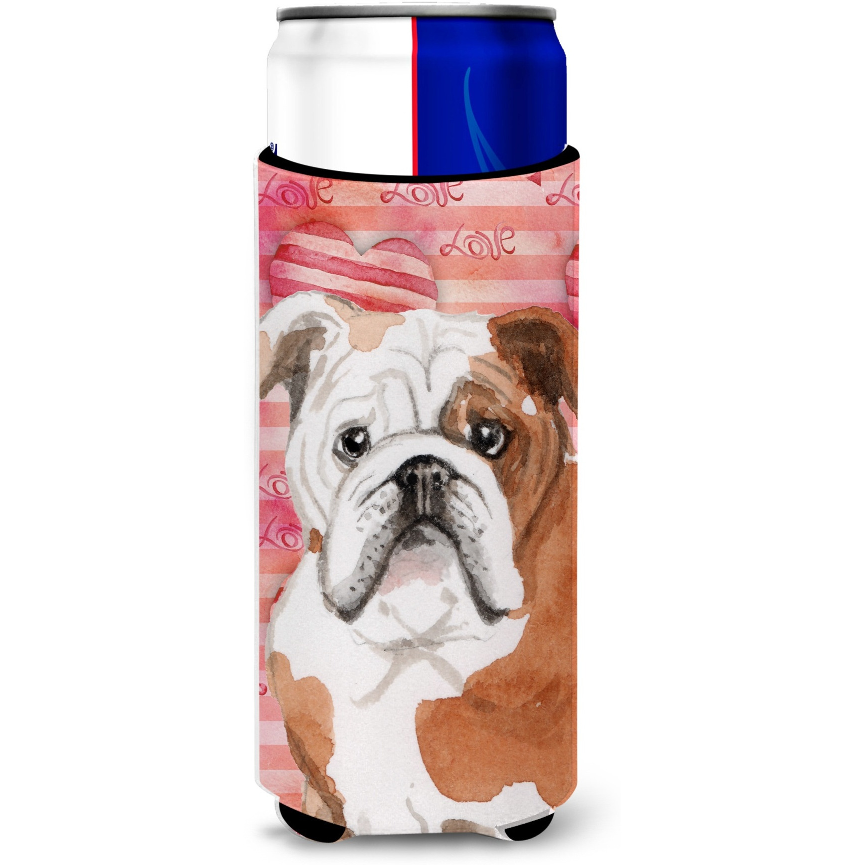 &quotCaroline's Treasures English Bulldog Love Decorative Can Hugger, Slim, Multicolor"