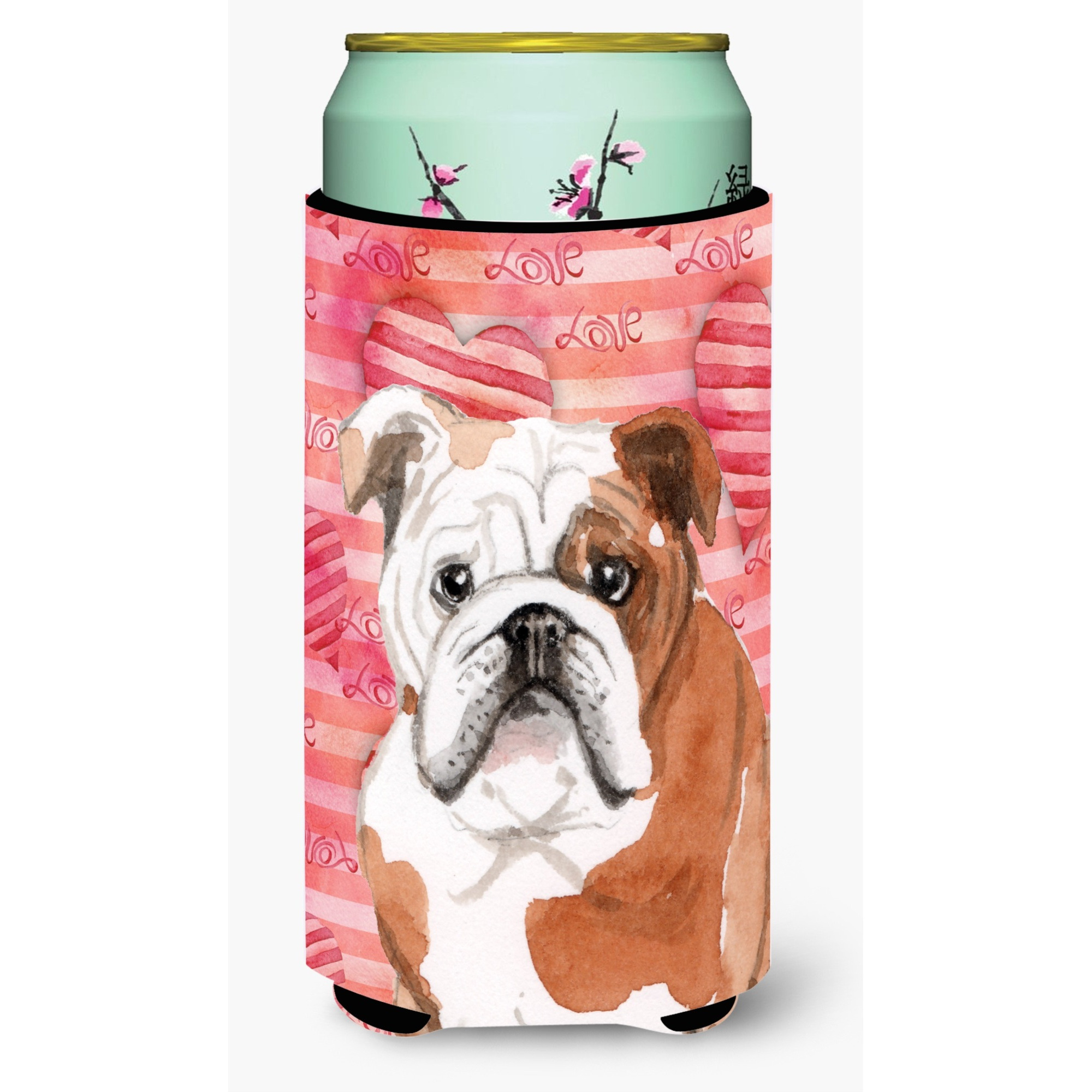 &quotCaroline's Treasures English Bulldog Love Decorative Can Hugger, Tall, Multicolor"