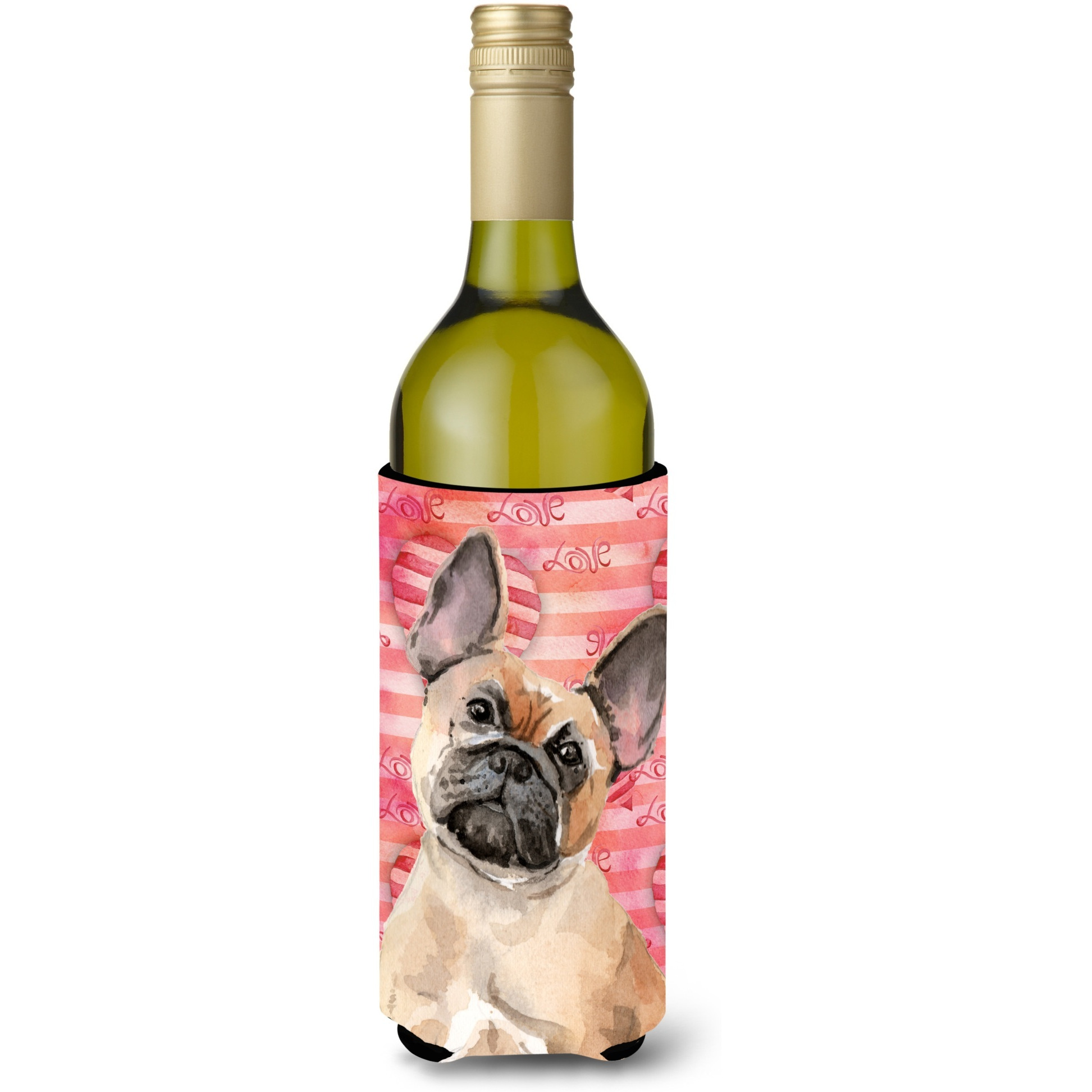 &quotCaroline's Treasures Fawn French Bulldog Love Decorative Bottle Hugger, 750ml, Multicolor"