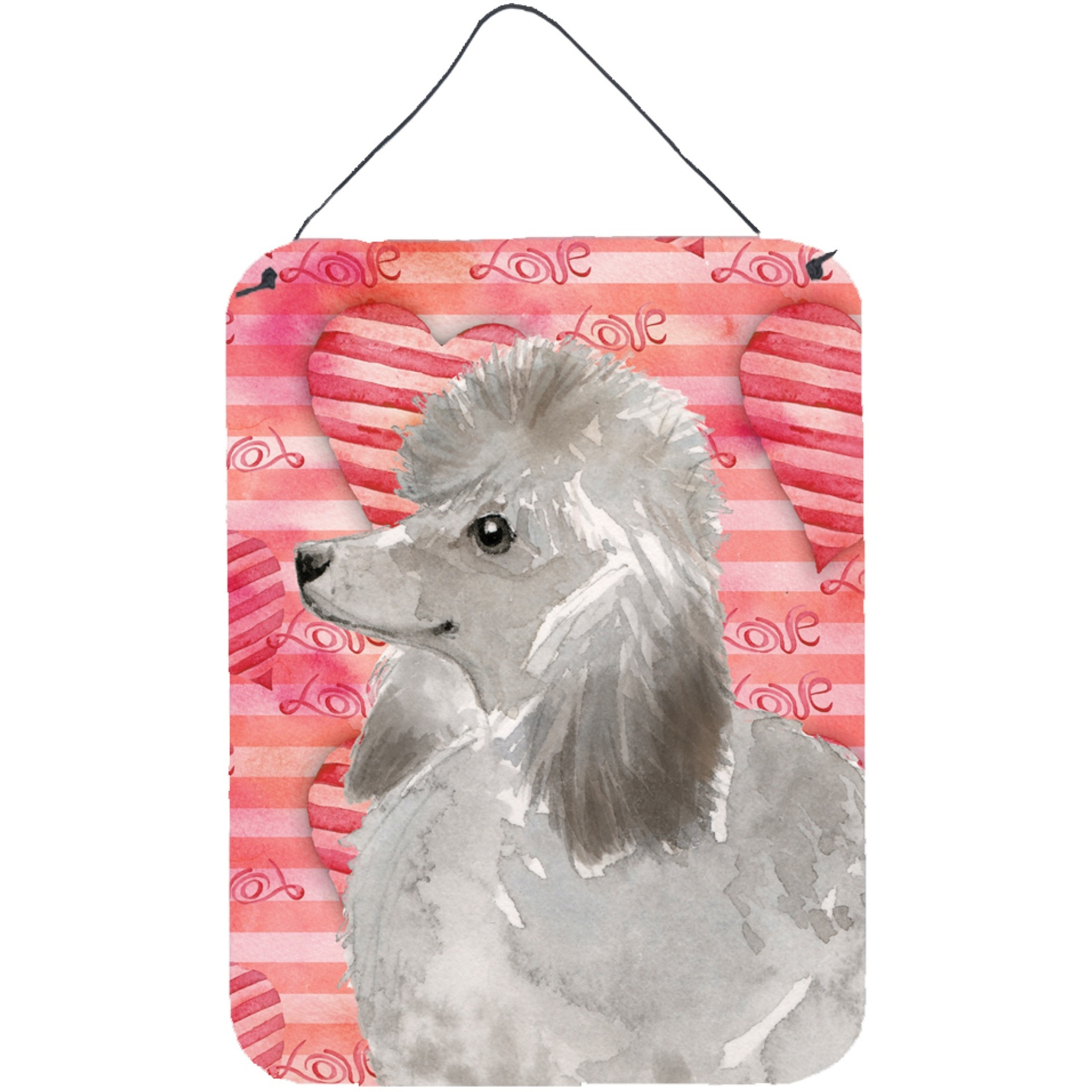 &quotCaroline's Treasures Grey Standard Poodle Love Metal Print, 16"" x 12"", Multicolor"