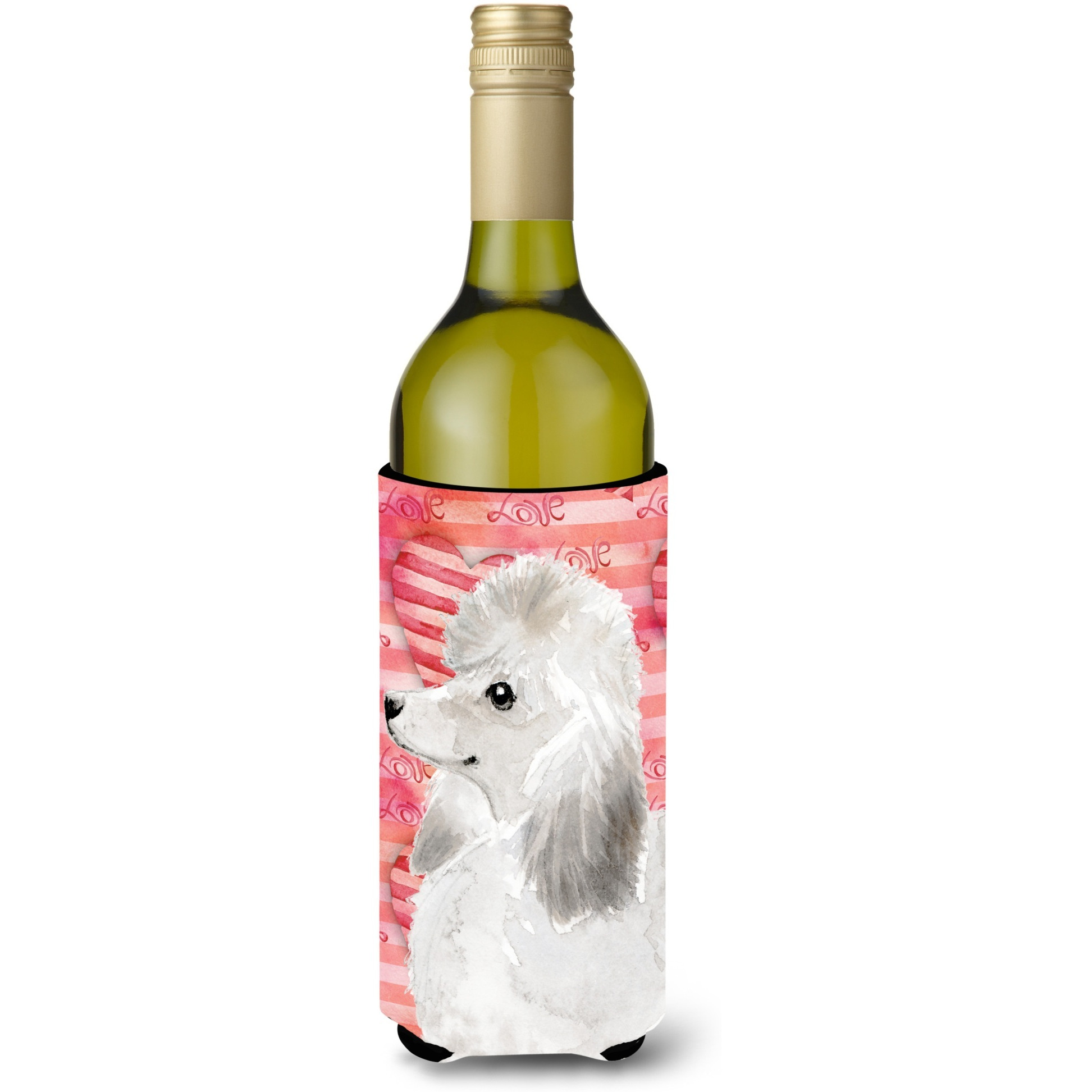 &quotCaroline's Treasures White Standard Poodle Love Decorative Bottle Hugger, 750ml, Multicolor"
