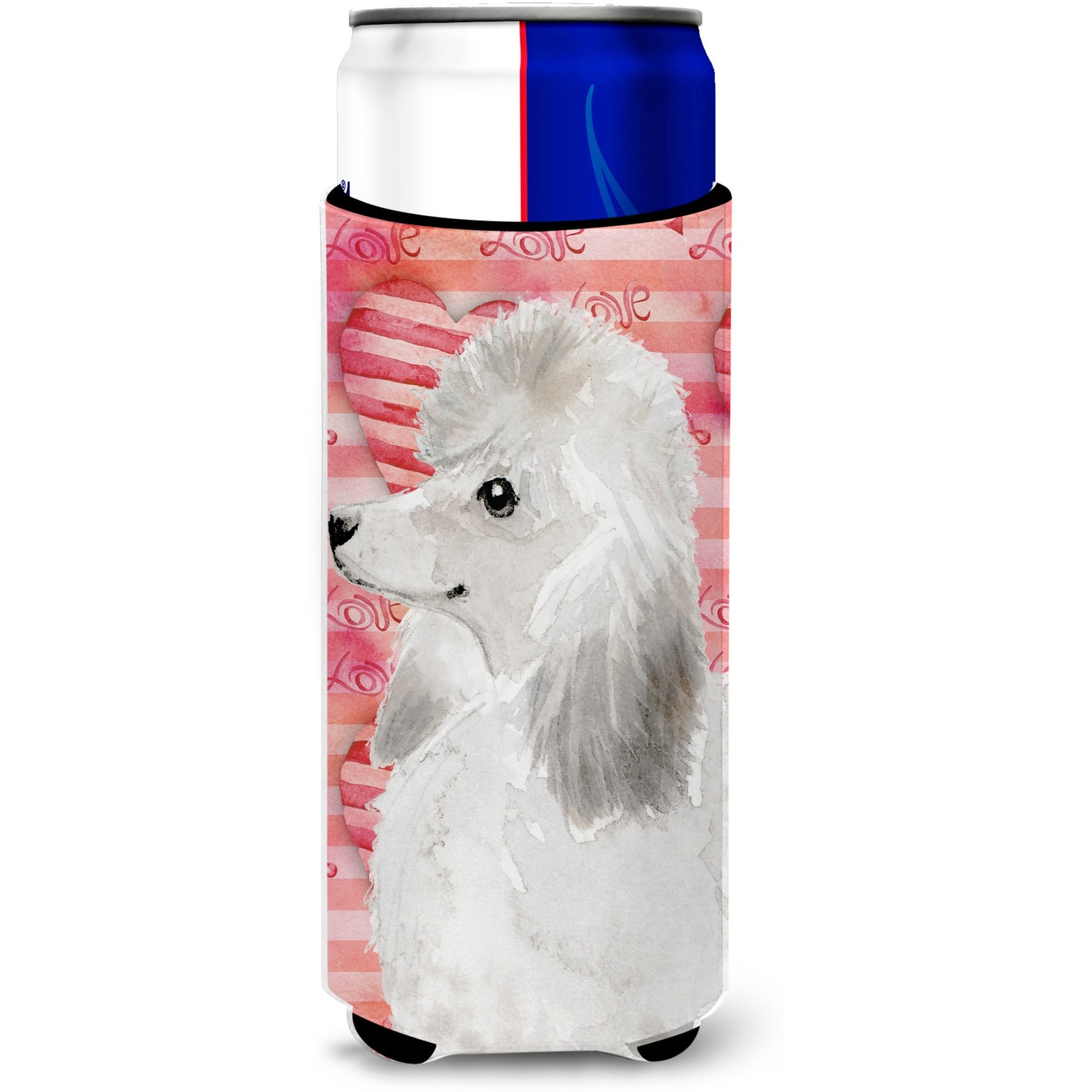 &quotCaroline's Treasures White Standard Poodle Love Decorative Can Hugger, Slim, Multicolor"