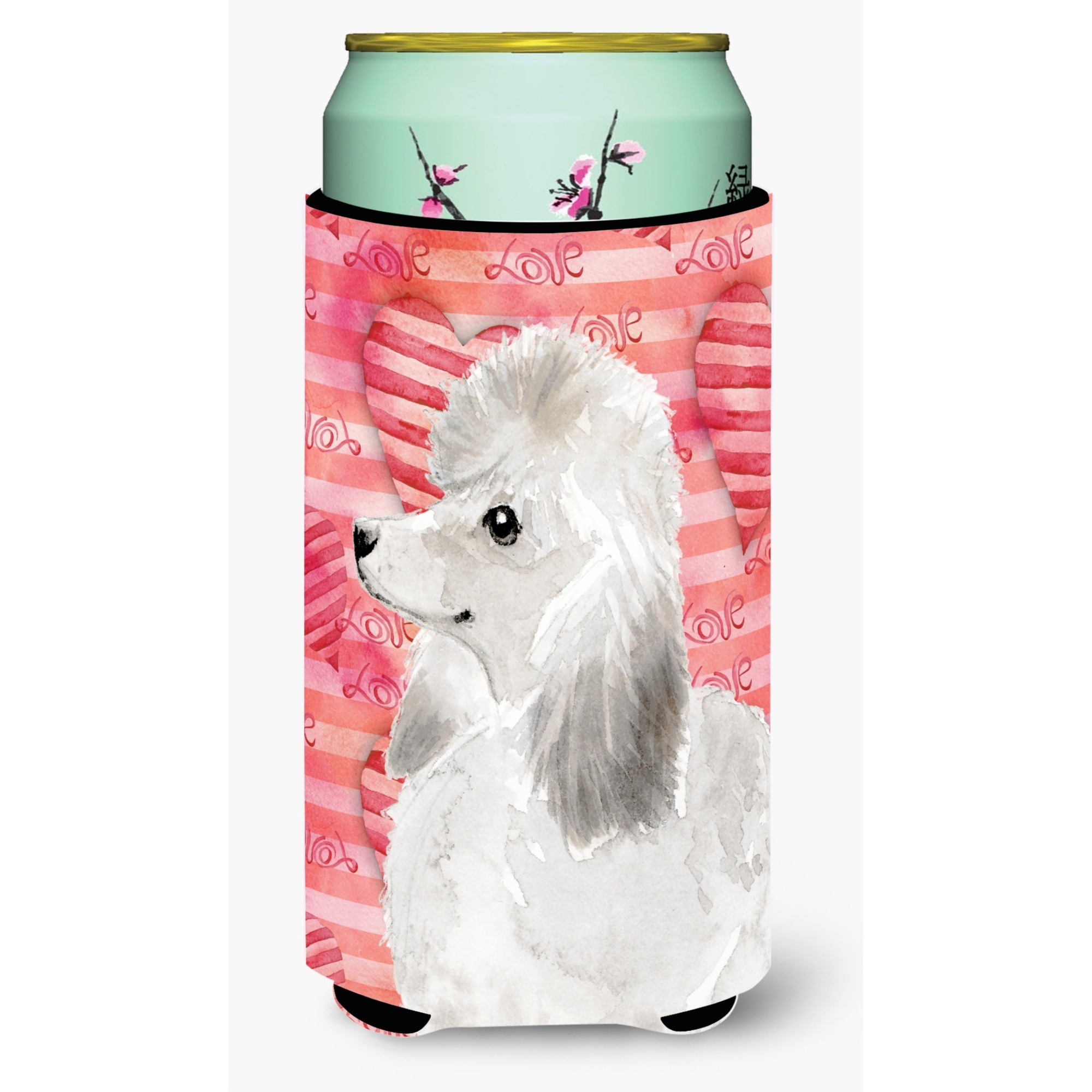 &quotCaroline's Treasures White Standard Poodle Love Decorative Can Hugger, Tall, Multicolor"