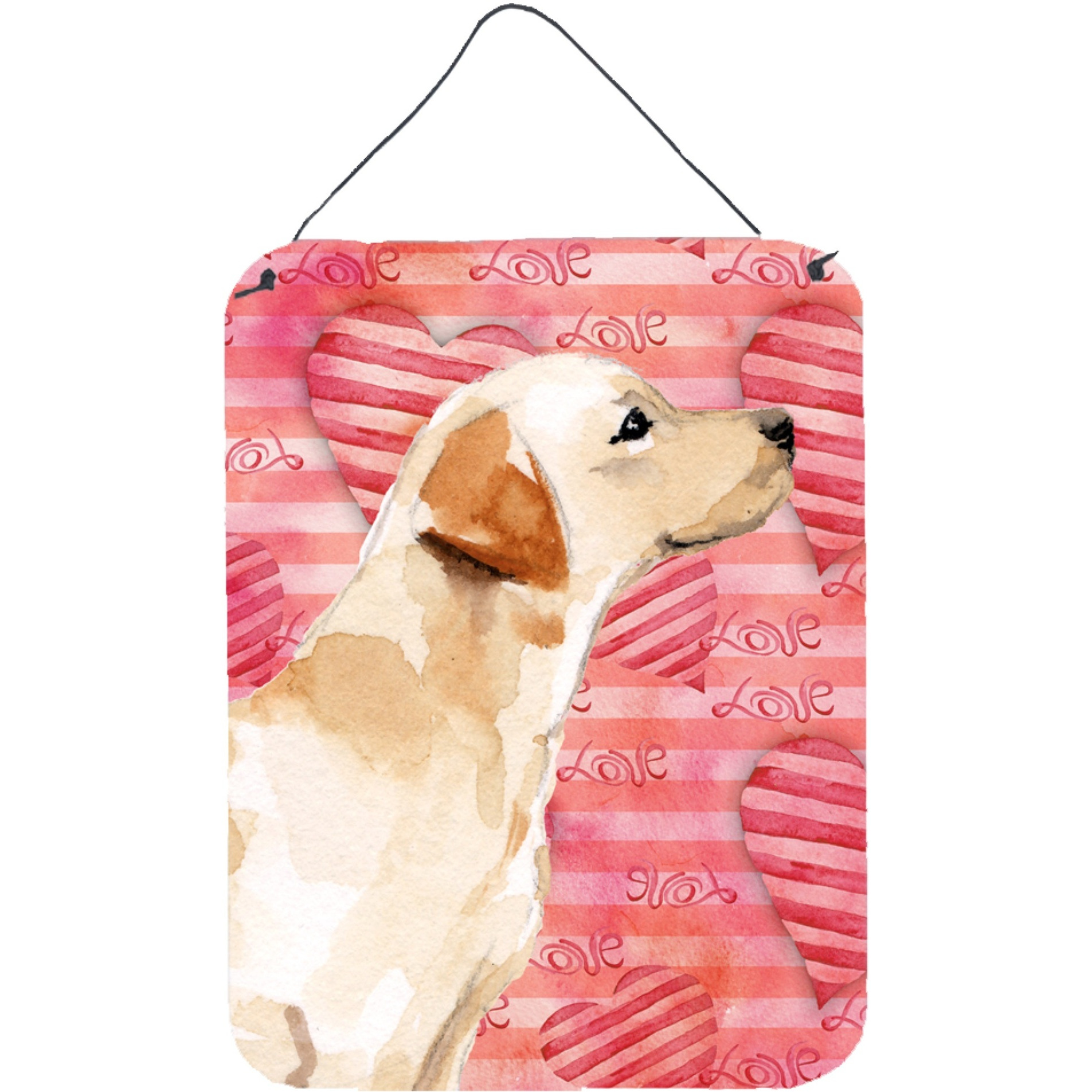 &quotCaroline's Treasures Yellow Labrador 2 Love Metal Print, 16"" x 12"", Multicolor"