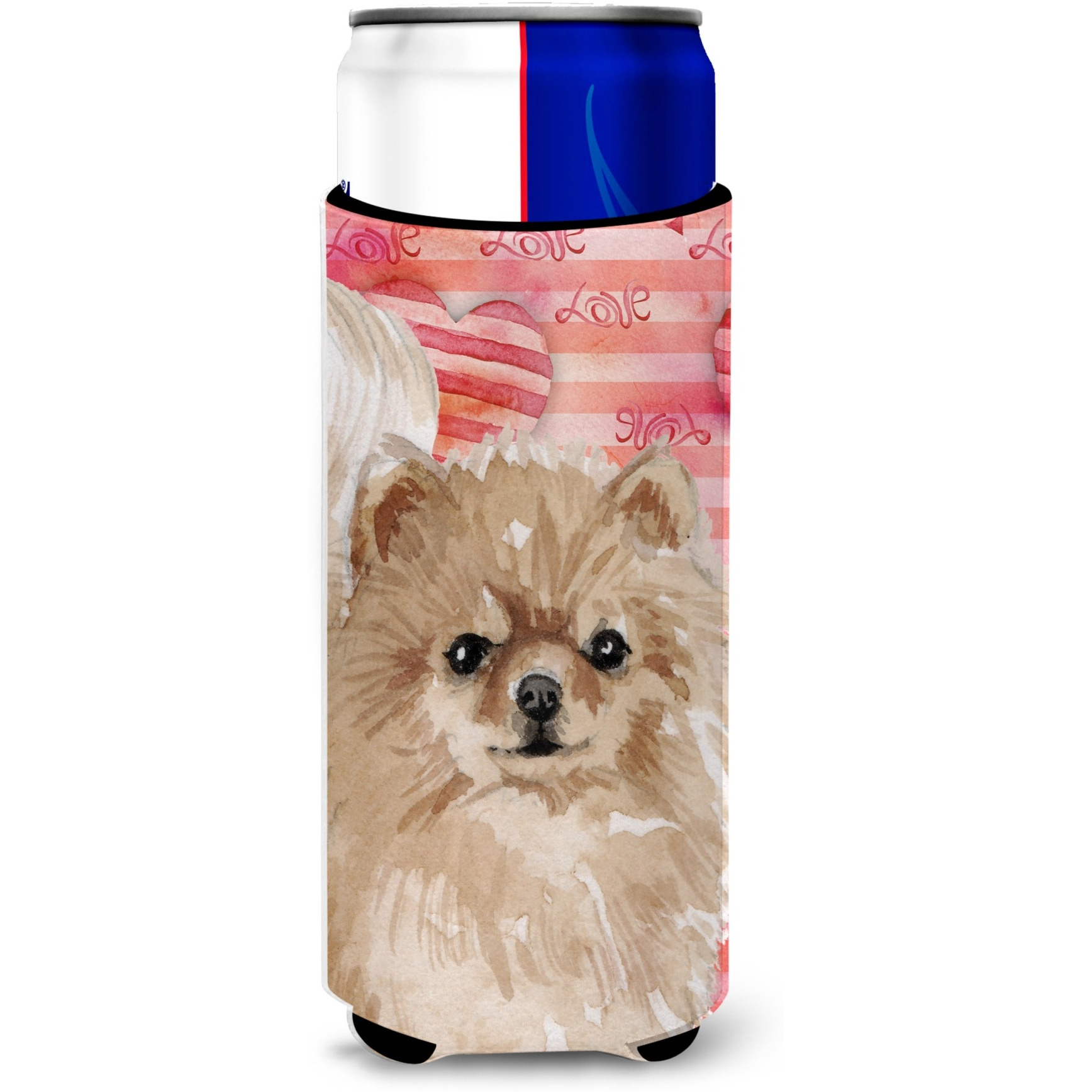 &quotCaroline's Treasures Pomeranian Love Decorative Can Hugger, Slim, Multicolor"