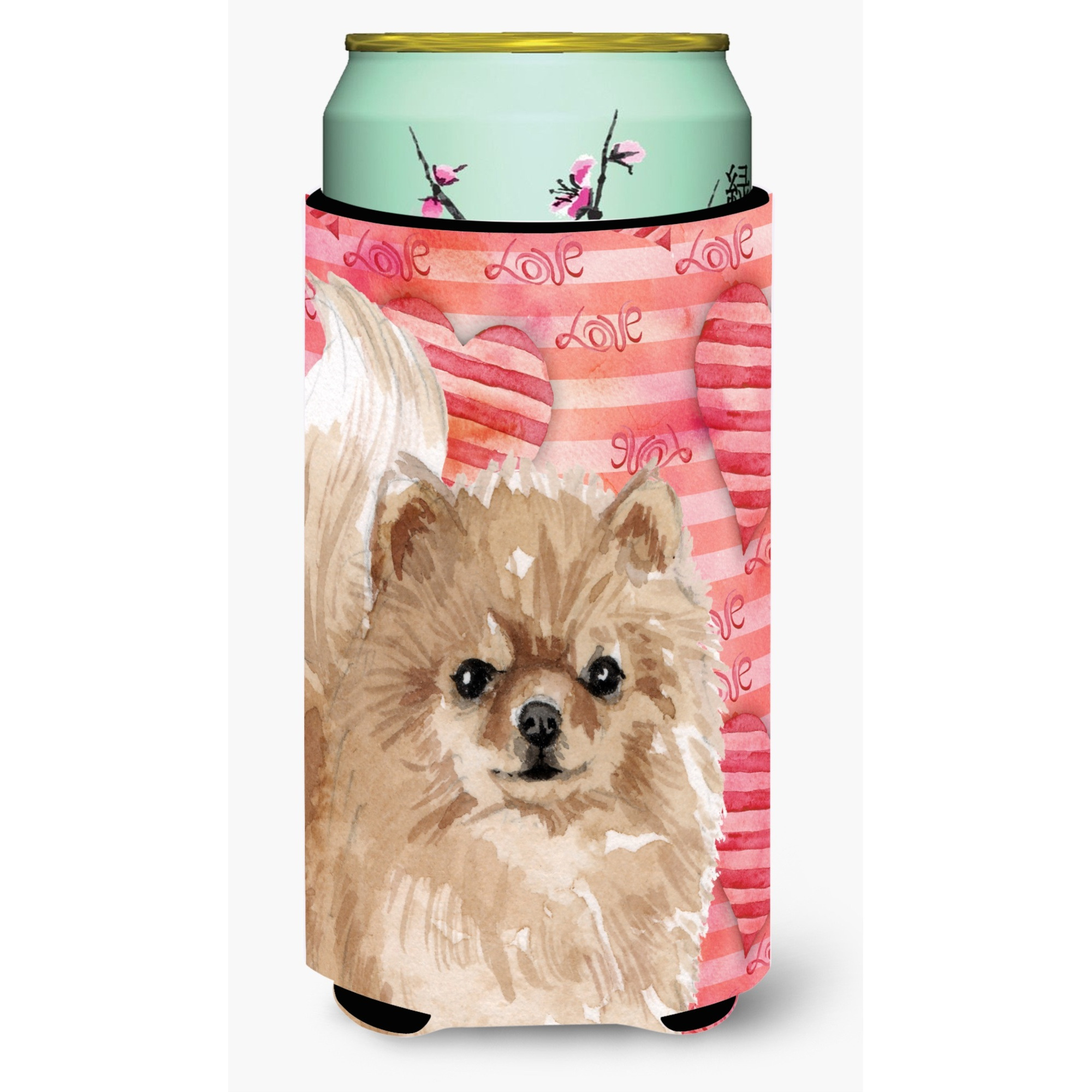 &quotCaroline's Treasures Pomeranian Love Decorative Can Hugger, Tall, Multicolor"