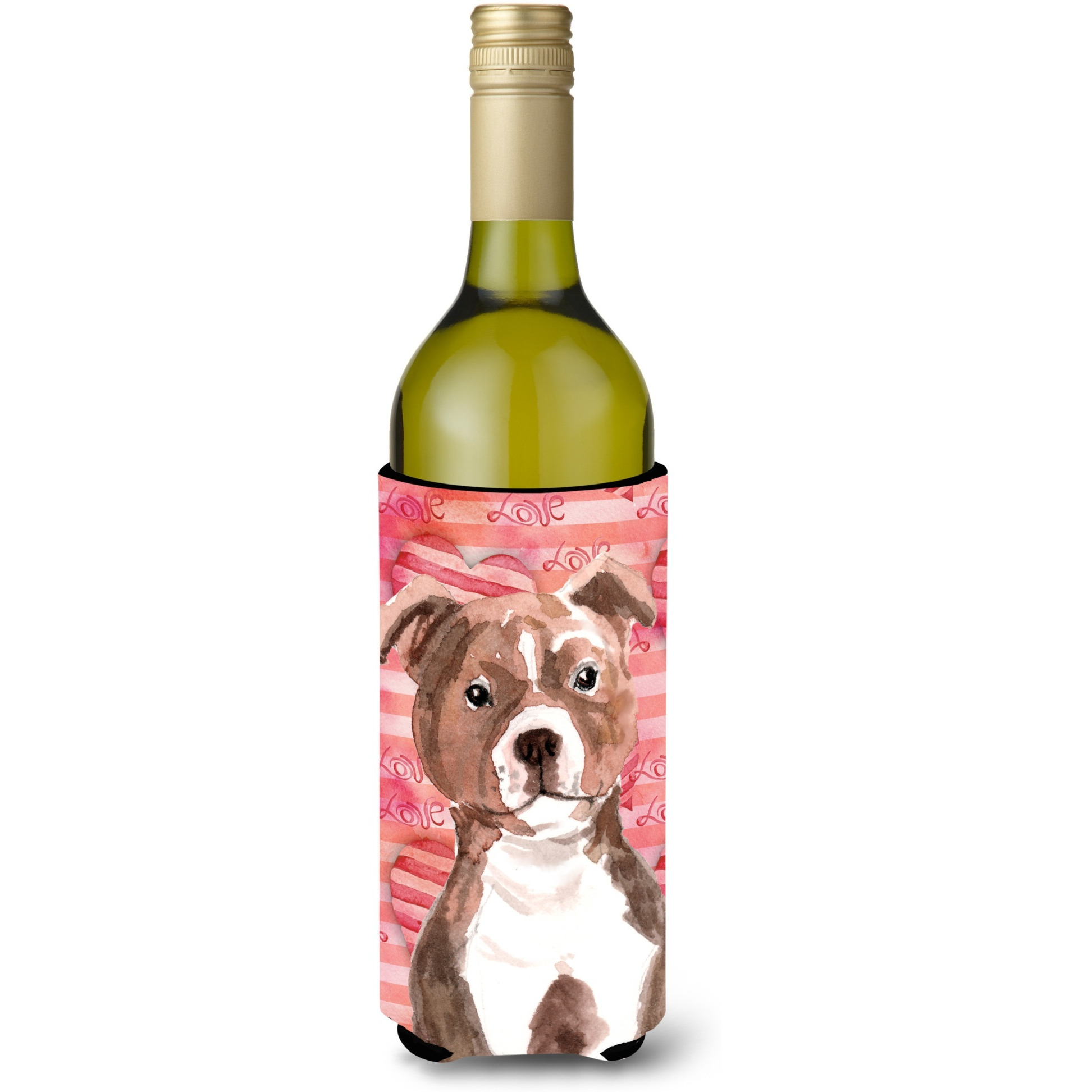 &quotCaroline's Treasures Red Staffie Bull Terrier Love Decorative Bottle Hugger, 750ml, Multicolor"