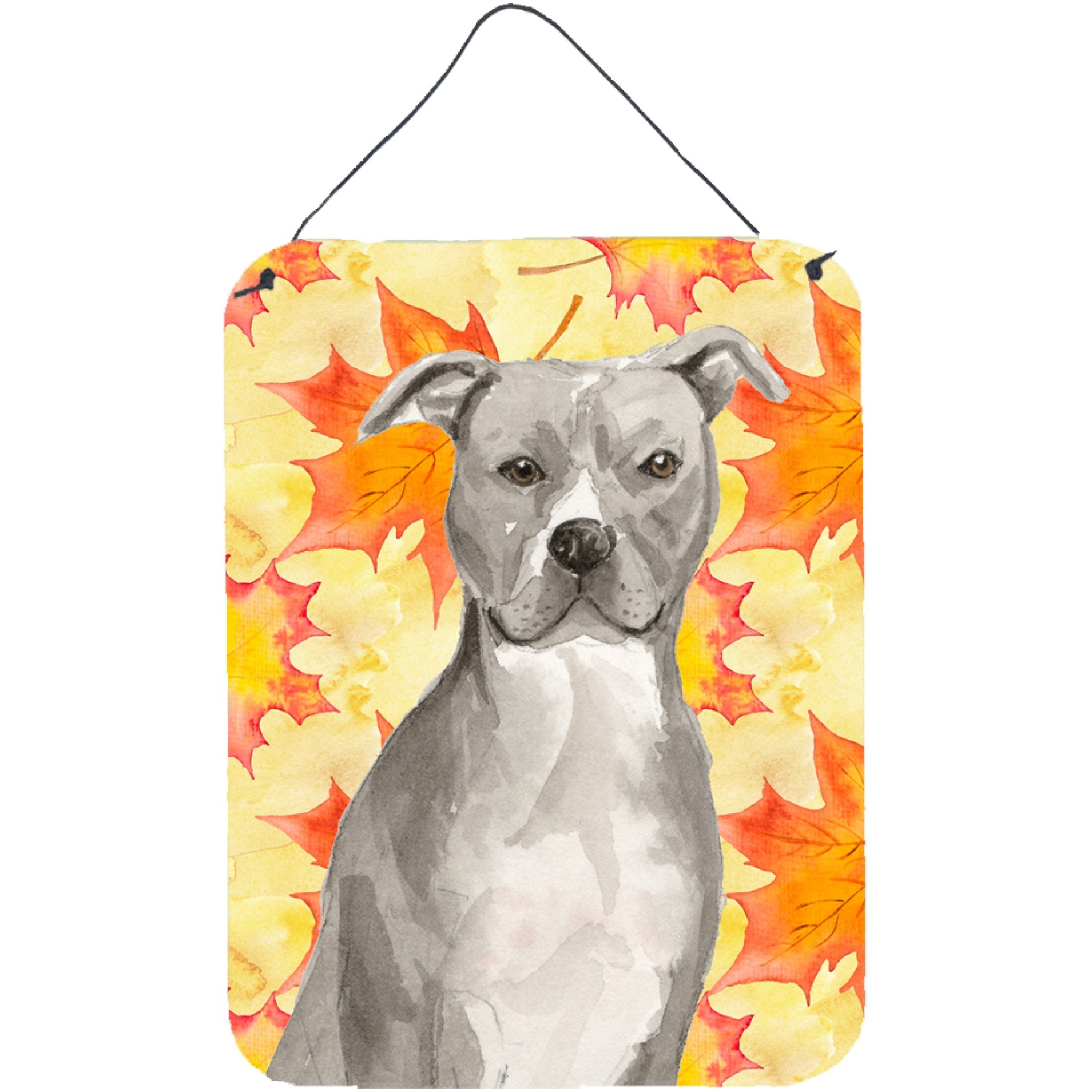 &quotCaroline's Treasures Staffordshire Bull Terrier Fall Metal Print, 16"" x 12"", Multicolor"