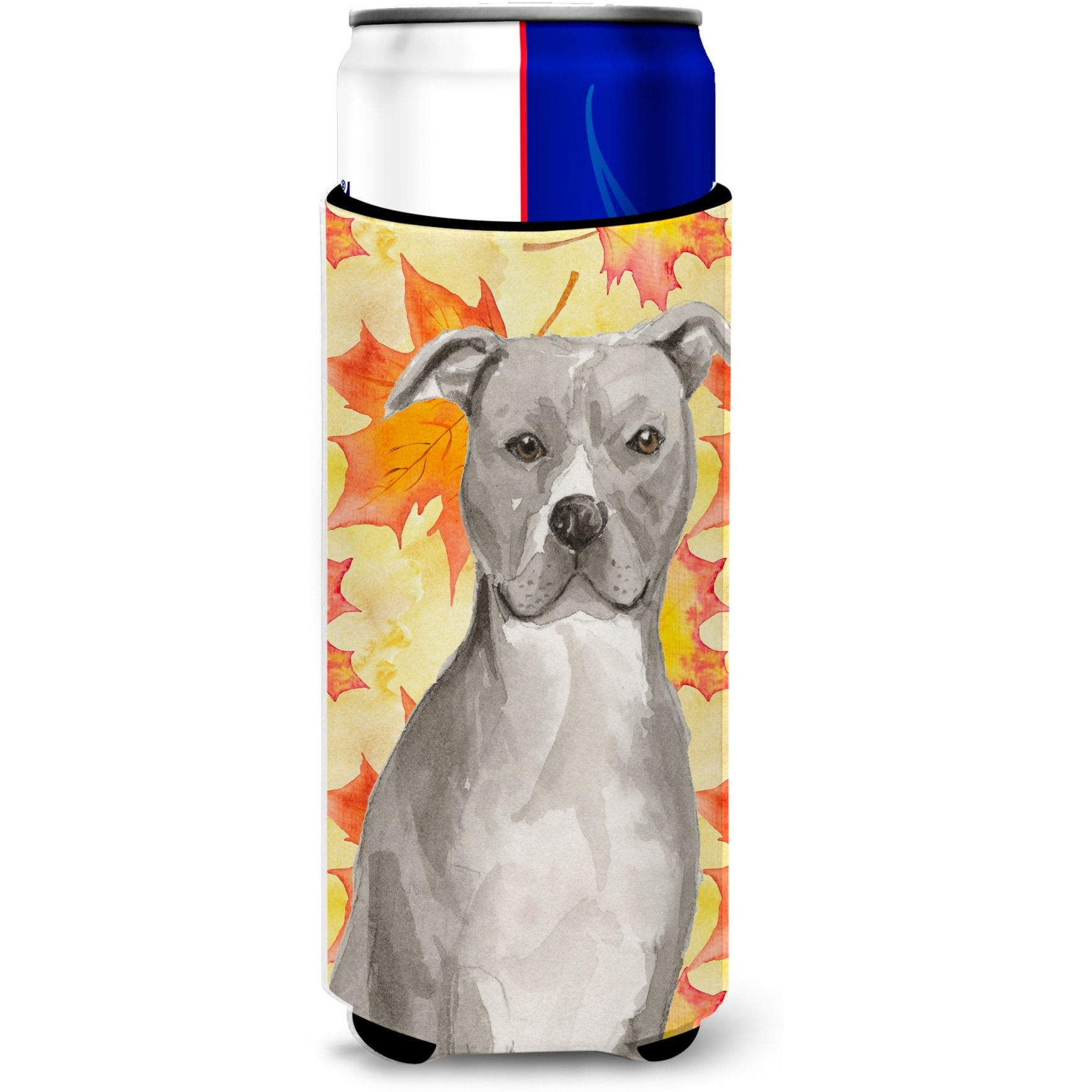 &quotCaroline's Treasures Staffordshire Bull Terrier Fall Decorative Can Hugger, Slim, Multicolor"