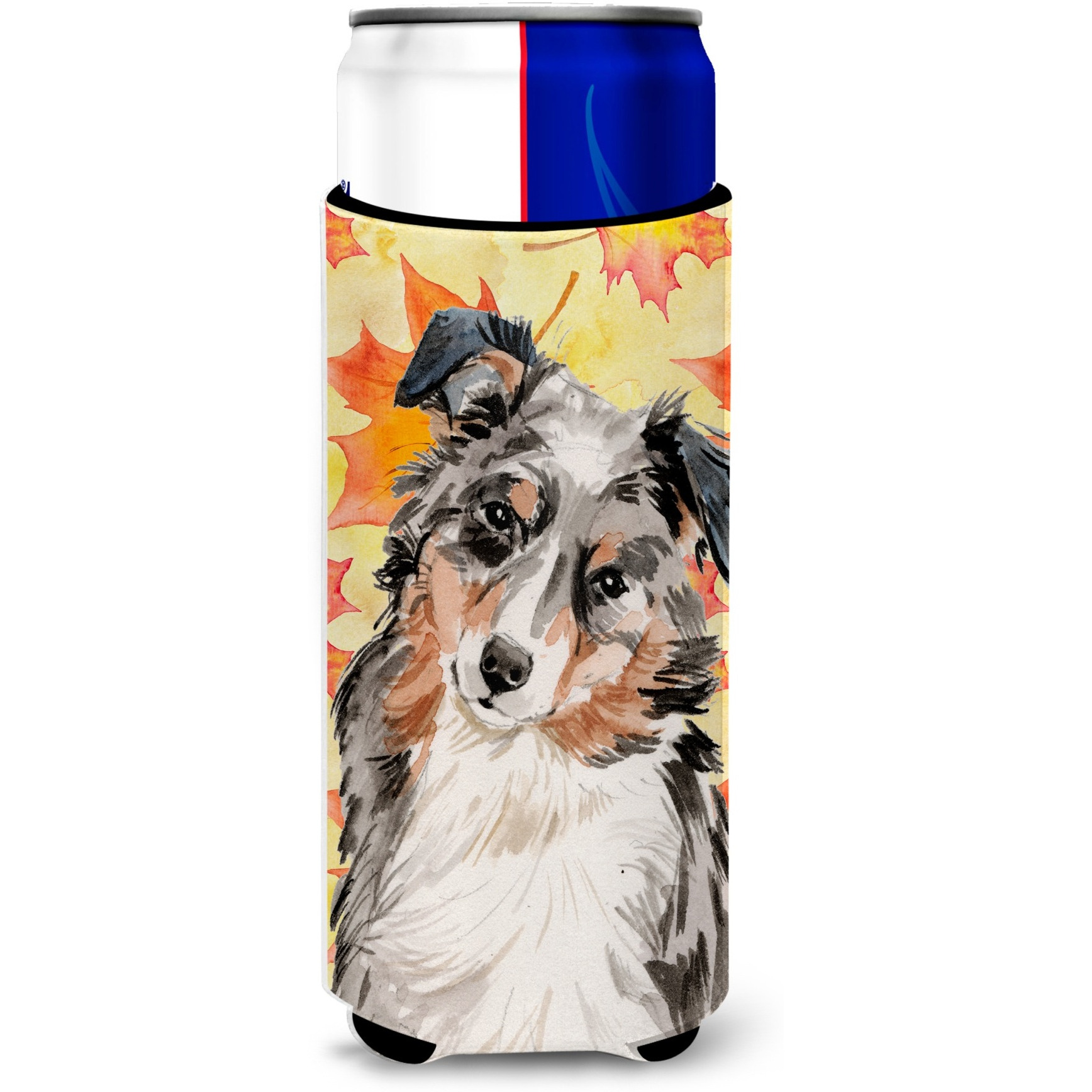 &quotCaroline's Treasures Australian Shepherd Fall Decorative Can Hugger, Slim, Multicolor"