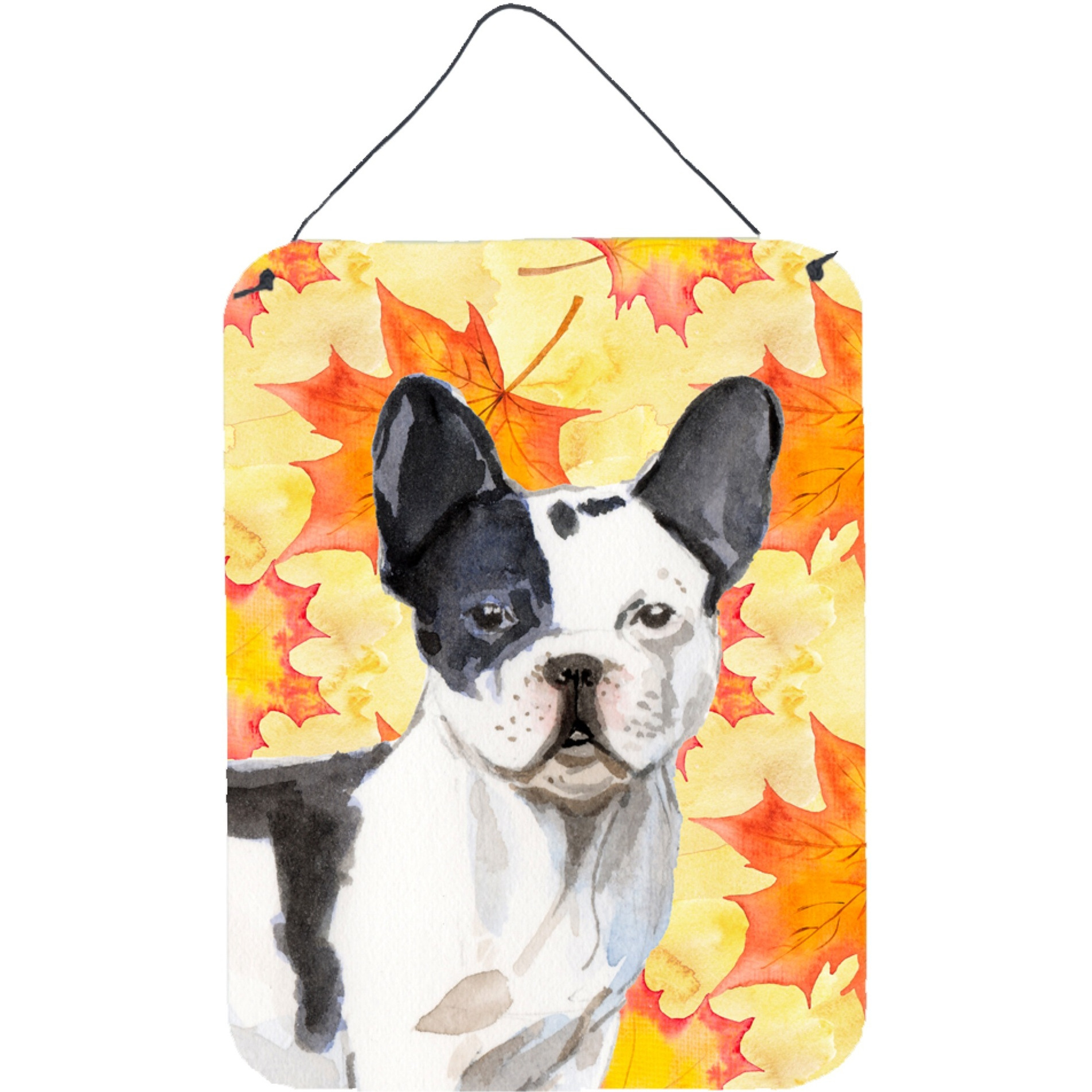 &quotCaroline's Treasures Black White French Bulldog Fall Metal Print, 16"" x 12"", Multicolor"