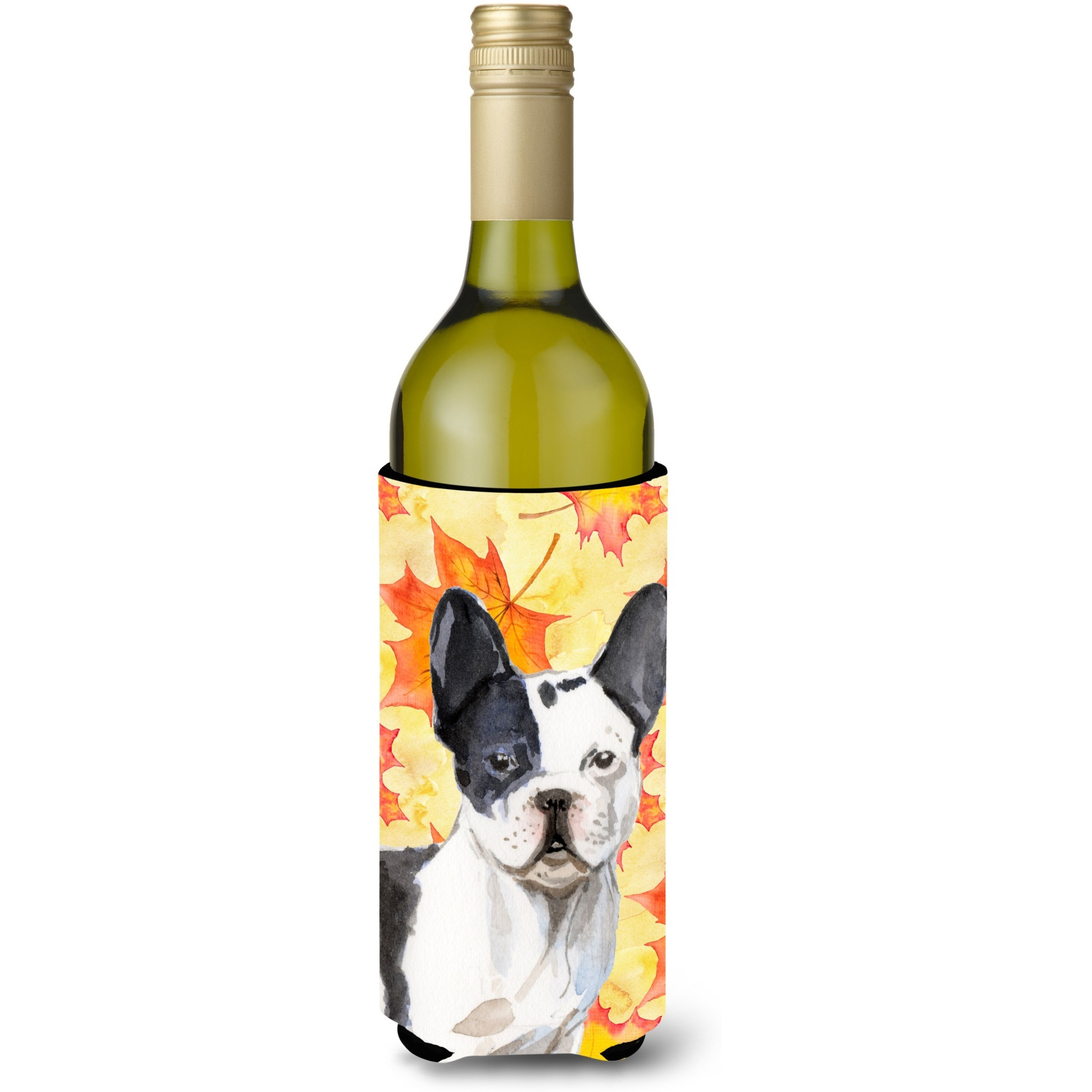 &quotCaroline's Treasures Black White French Bulldog Fall Decorative Bottle Hugger, 750ml, Multicolor"