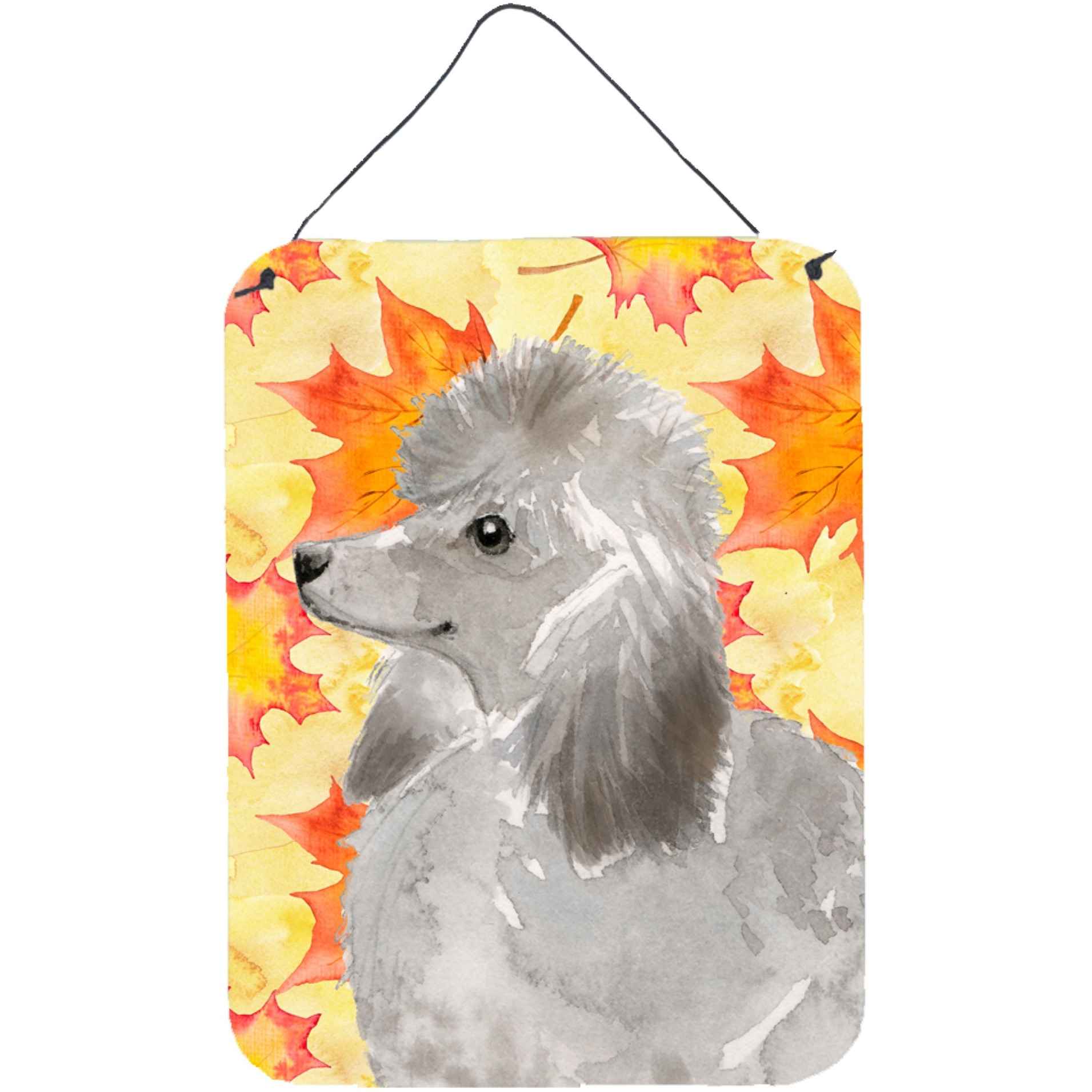 &quotCaroline's Treasures Grey Standard Poodle Fall Metal Print, 16"" x 12"", Multicolor"