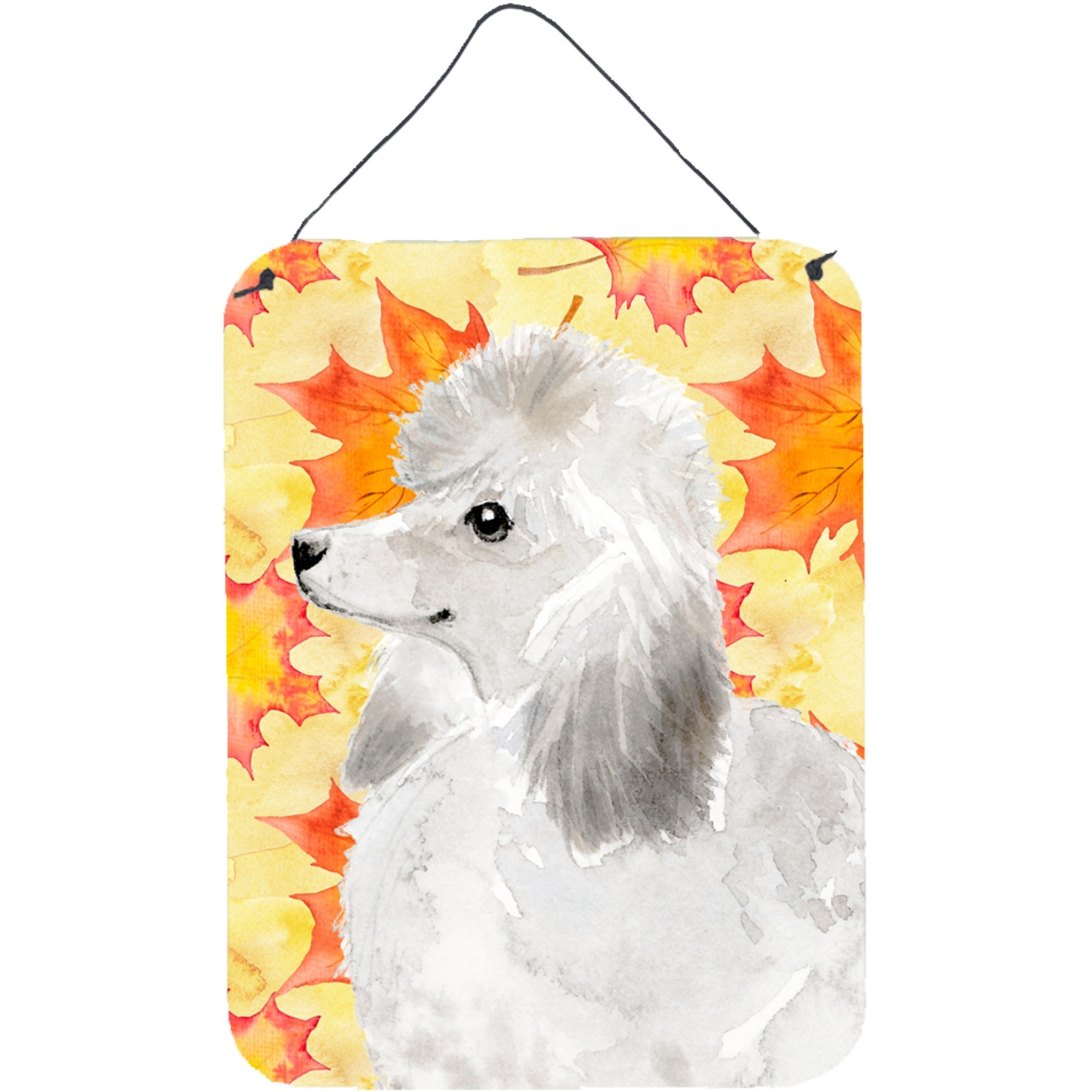 &quotCaroline's Treasures White Standard Poodle Fall Metal Print, 16"" x 12"", Multicolor"