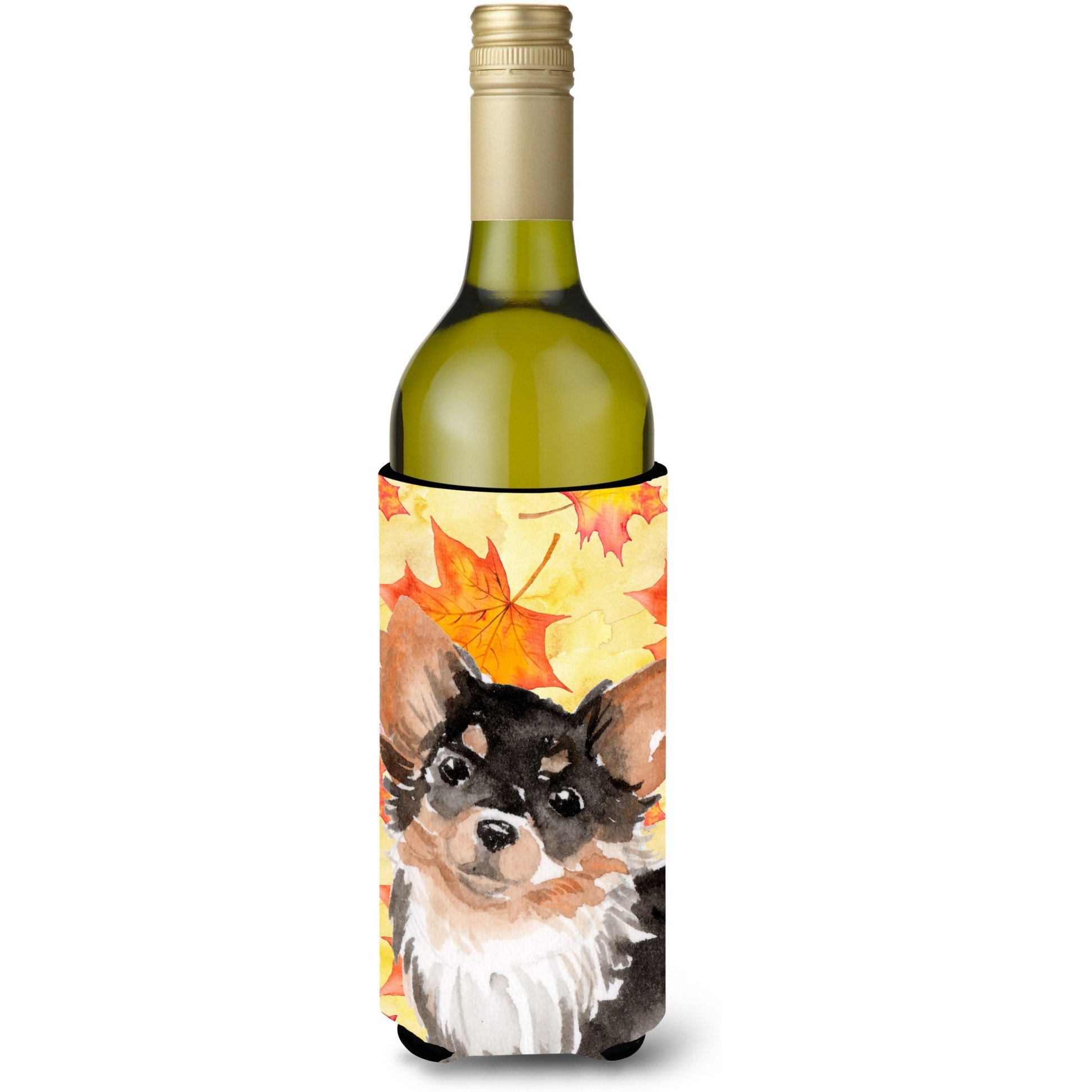 &quotCaroline's Treasures Long Haired Chihuahua Fall Decorative Bottle Hugger, 750ml, Multicolor"